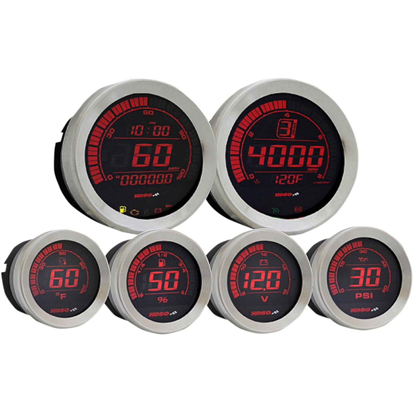 Koso Digital Gauge Cluster Silver Bezel 04-13 FLHT And FLTR BA050901_410215