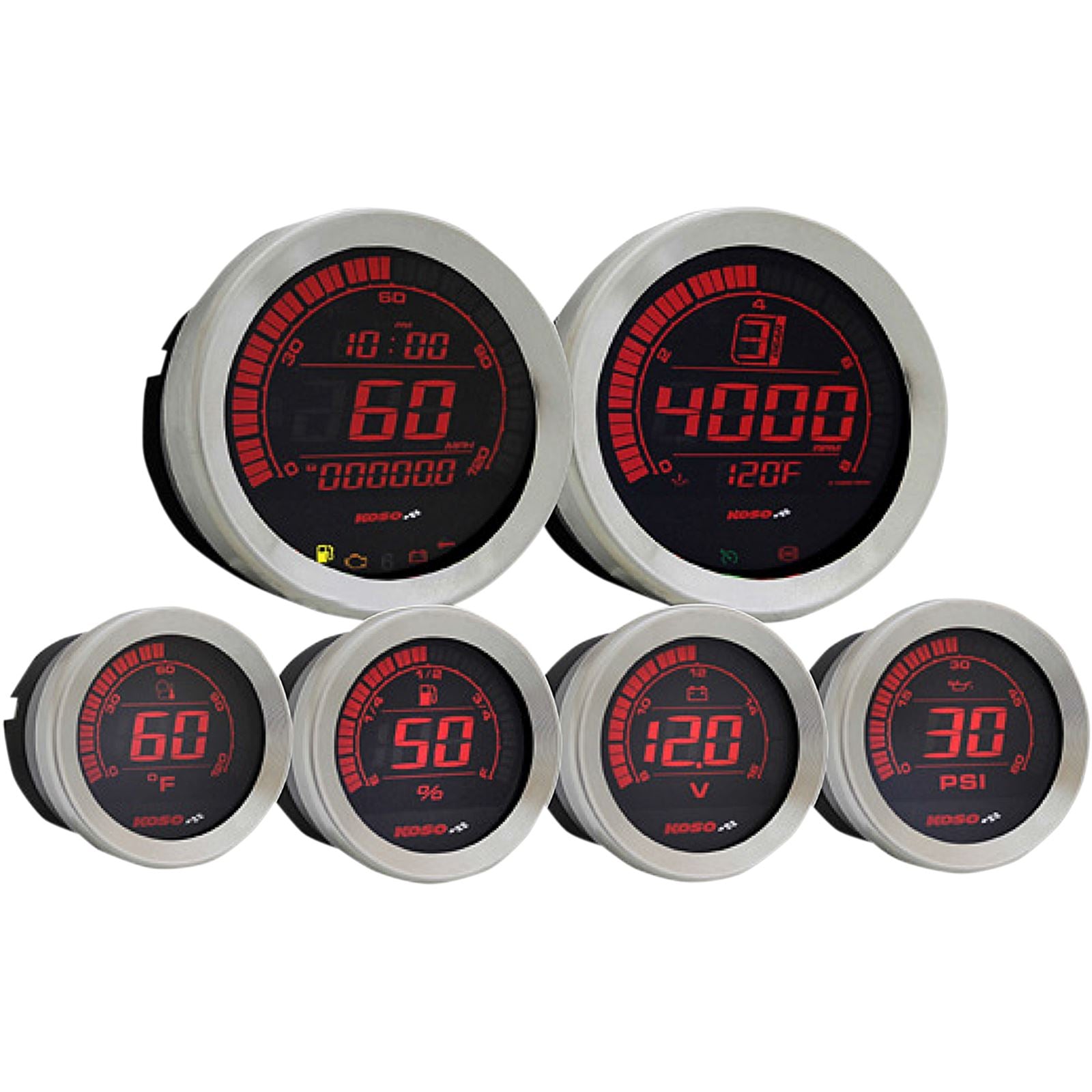 Koso Digital Gauge Cluster Silver Bezel 04-13 FLHT And FLTR BA050901_410215