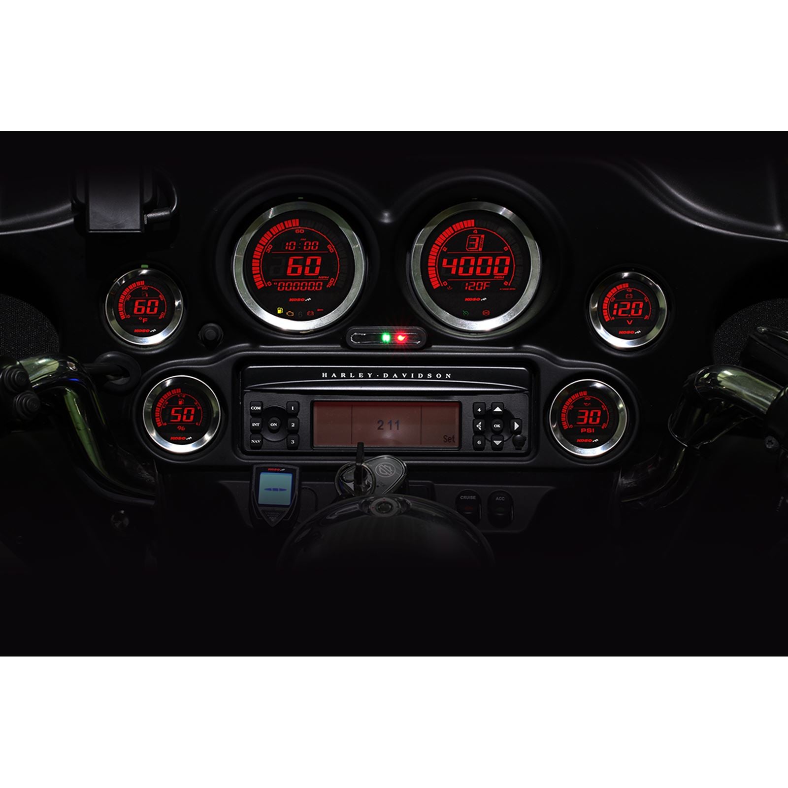 Koso Digital Gauge Cluster Silver Bezel 04-13 FLHT And FLTR BA050901_410216