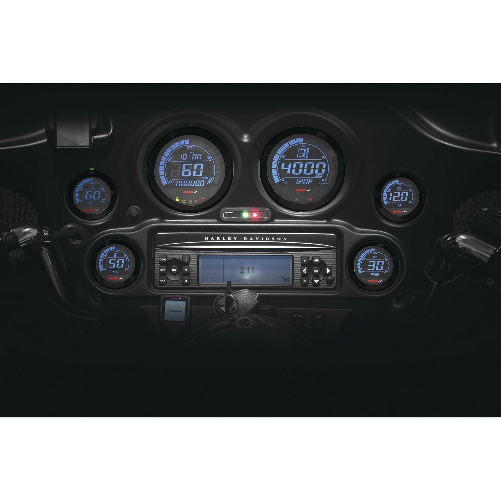 Koso Digital Gauge Cluster Black Bezel 04-13 FLHT And FLTR BA050903_256429