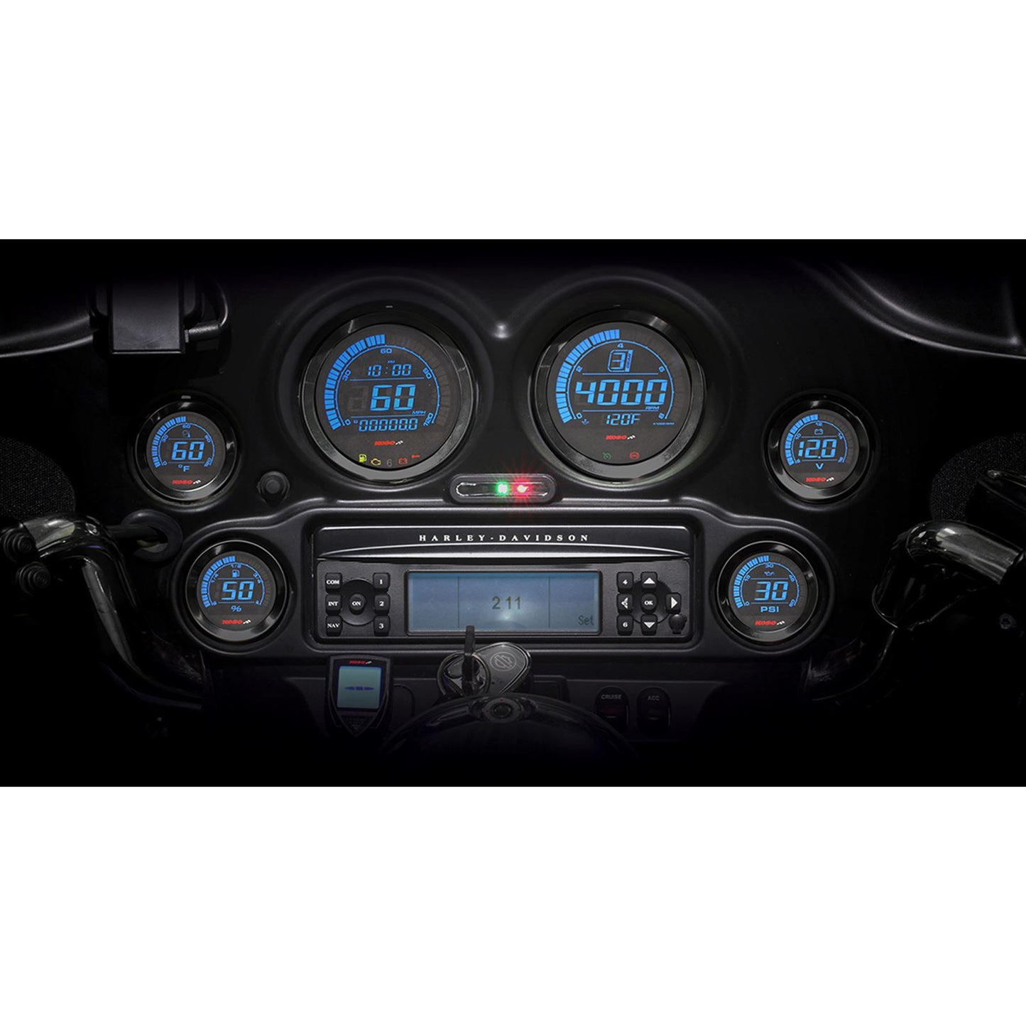Koso Digital Gauge Cluster Black Bezel 04-13 FLHT And FLTR BA050903_410217