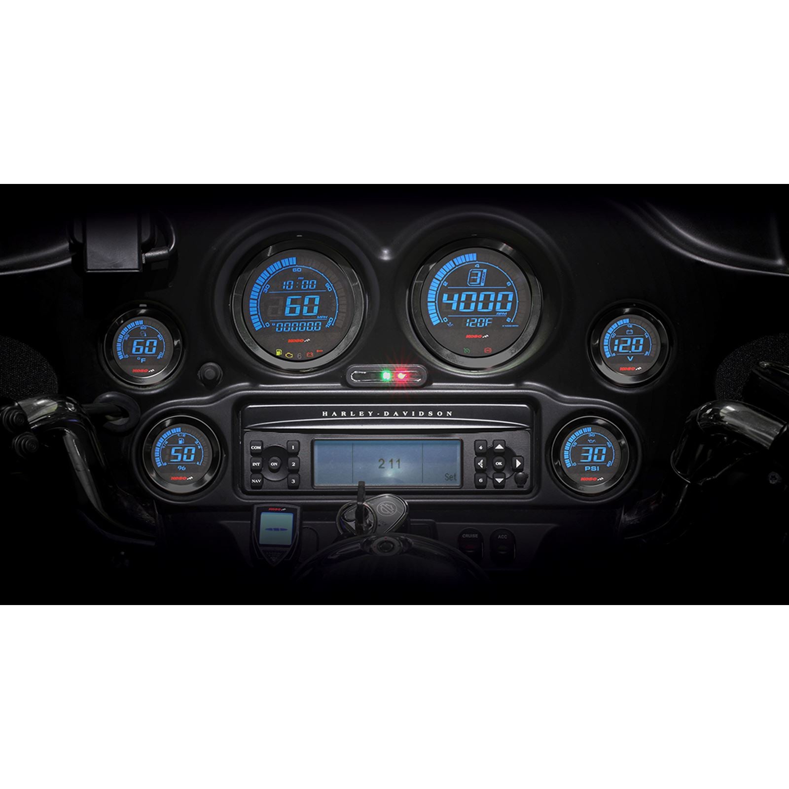 Koso Digital Gauge Cluster Black Bezel 04-13 FLHT And FLTR BA050903_410217