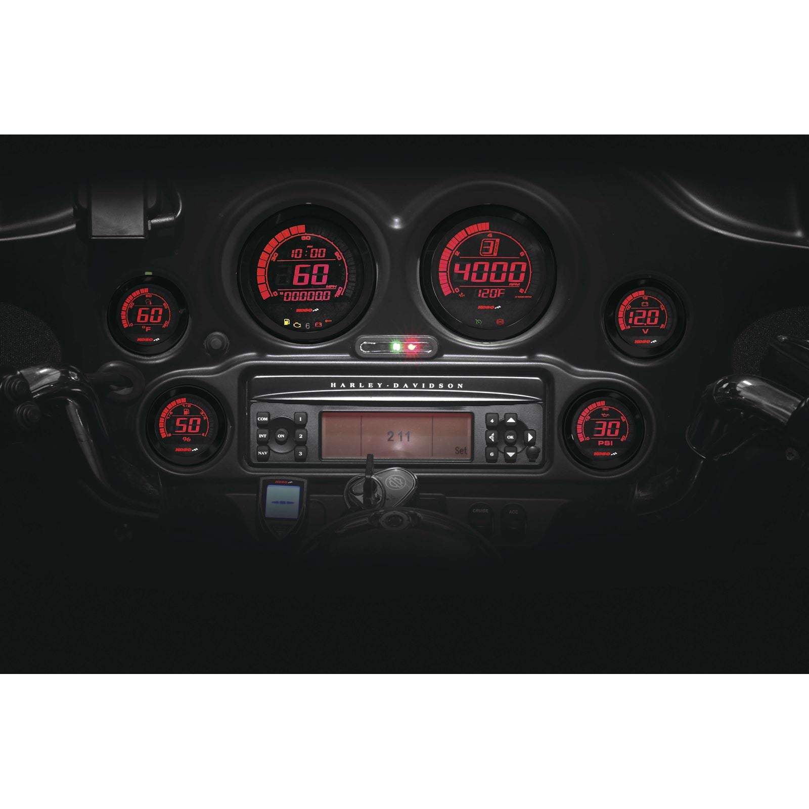 Koso Digital Gauge Cluster Black Bezel 04-13 FLHT And FLTR BA050903_256436