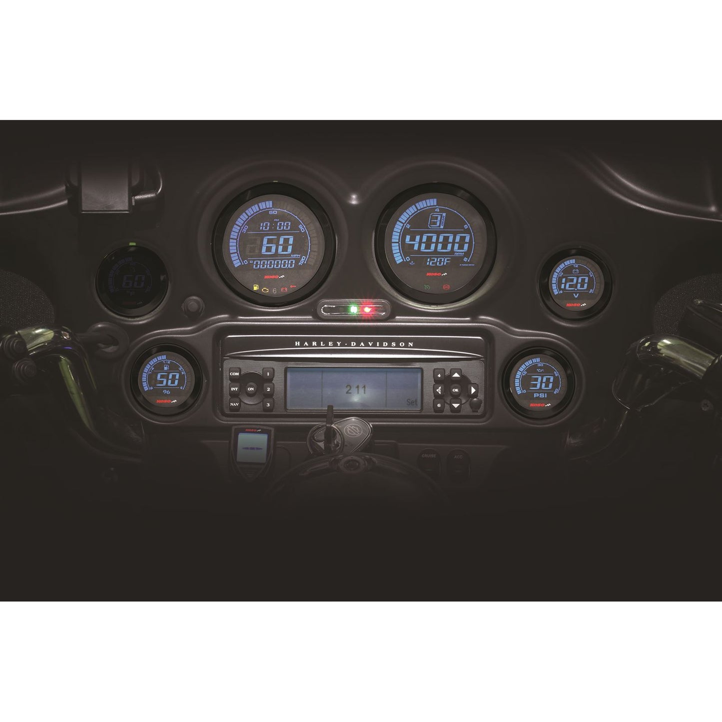 Koso Digital Gauge Cluster Black Bezel 04-13 FLHT And FLTR BA050903_256444