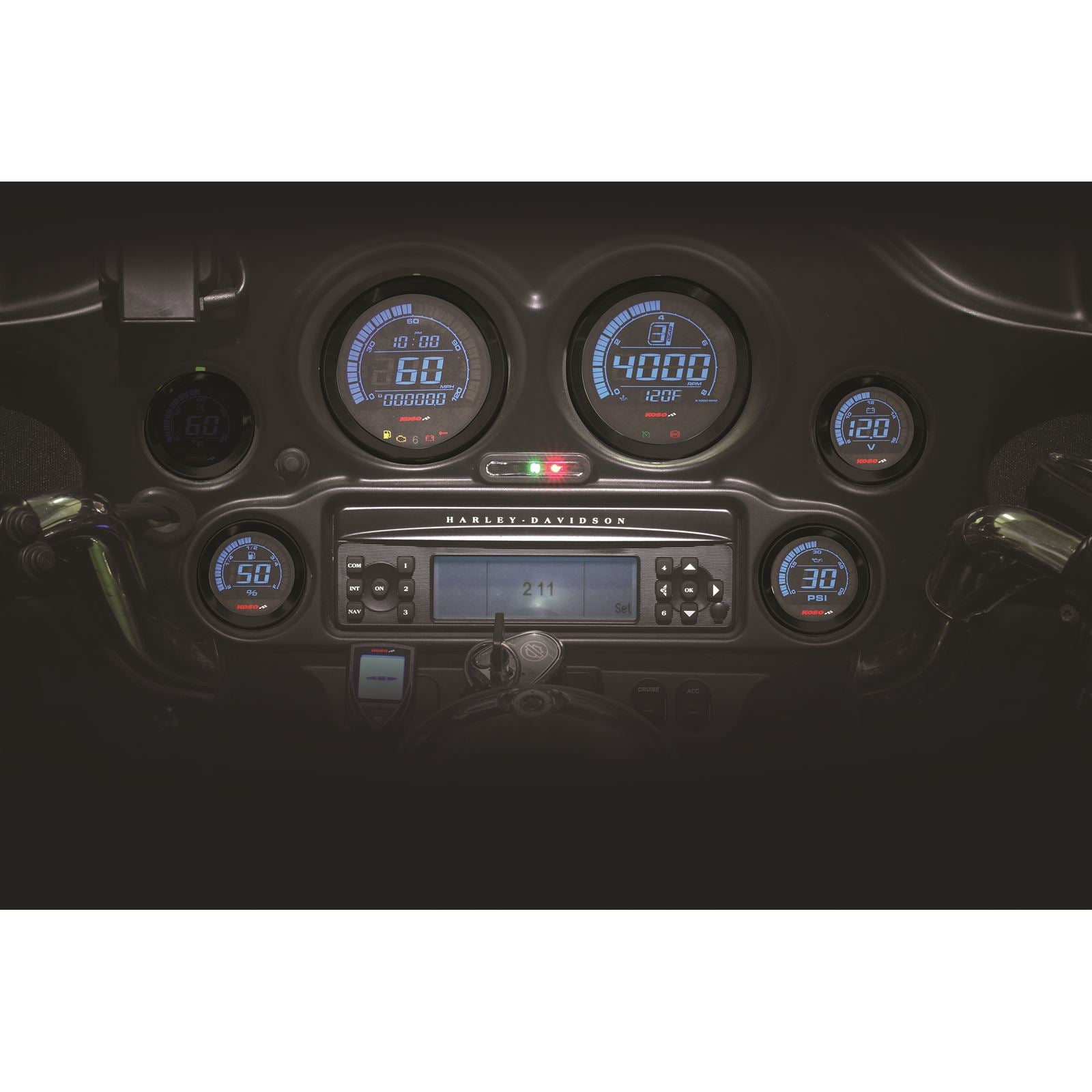 Koso Digital Gauge Cluster Black Bezel 04-13 FLHT And FLTR BA050903_256444
