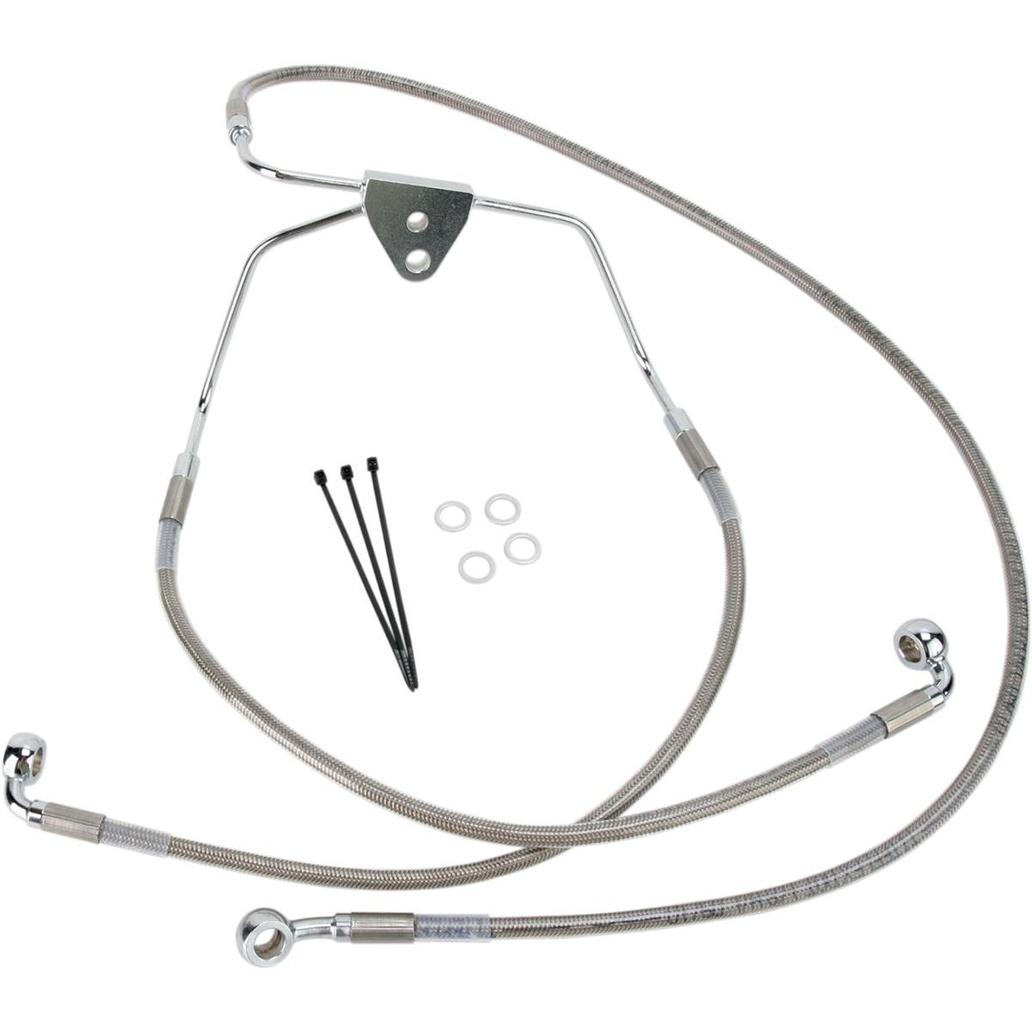 Drag Specialties +4" Brake Line - Front - Stainless Steel - 08-13 FL 1741-2625_256469