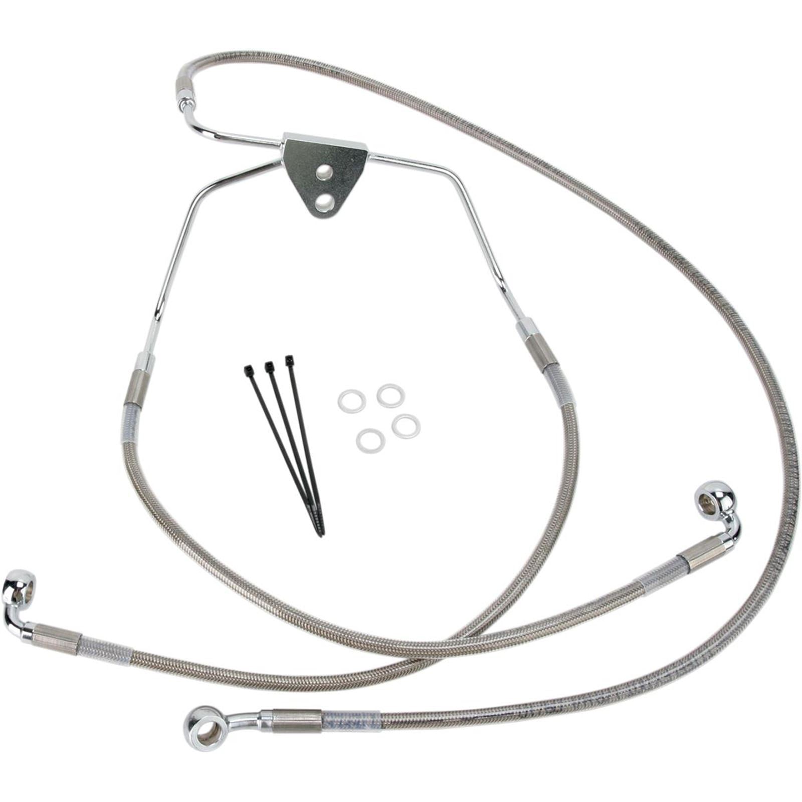 Drag Specialties +4" Brake Line - Front - Stainless Steel - 08-13 FL 1741-2625_256469