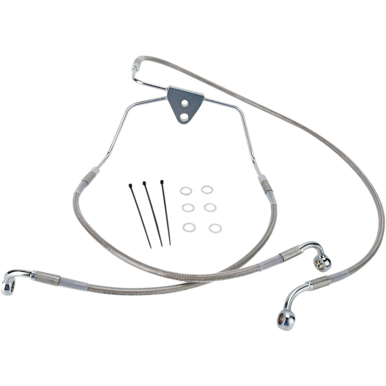 Drag Specialties +2" Brake Line - Front - Stainless Steel - FLH 96-07 1741-2629_256473