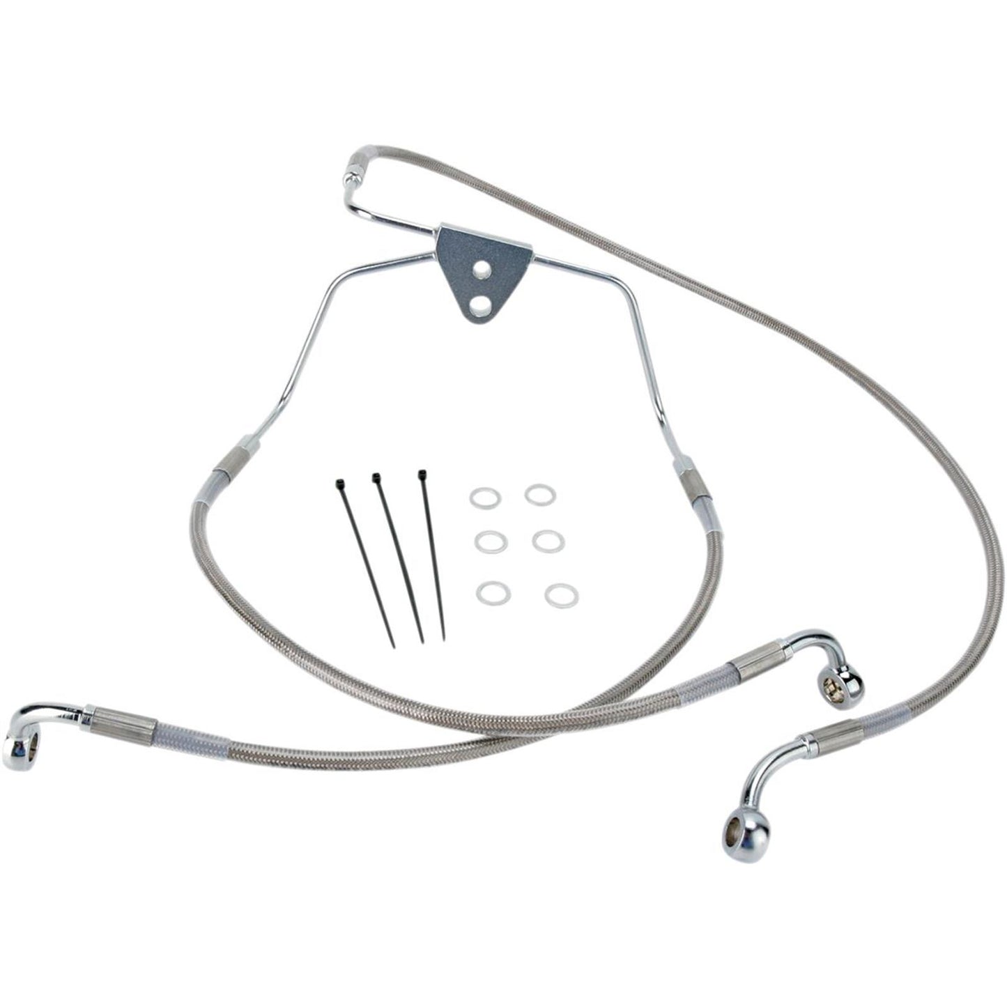 Drag Specialties +4" Brake Line - Front - Stainless Steel - FLH 96-07 1741-2630_256474