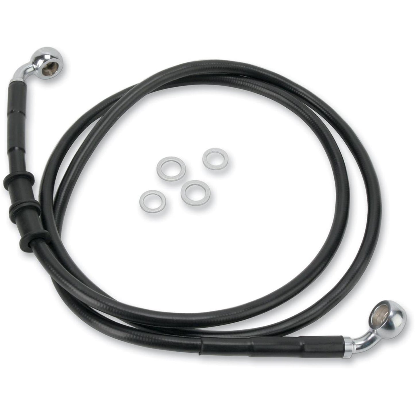 Drag Specialties +4" Brake Line - Front - Black Vinyl - 10-15FXDWG 1741-2594_256476