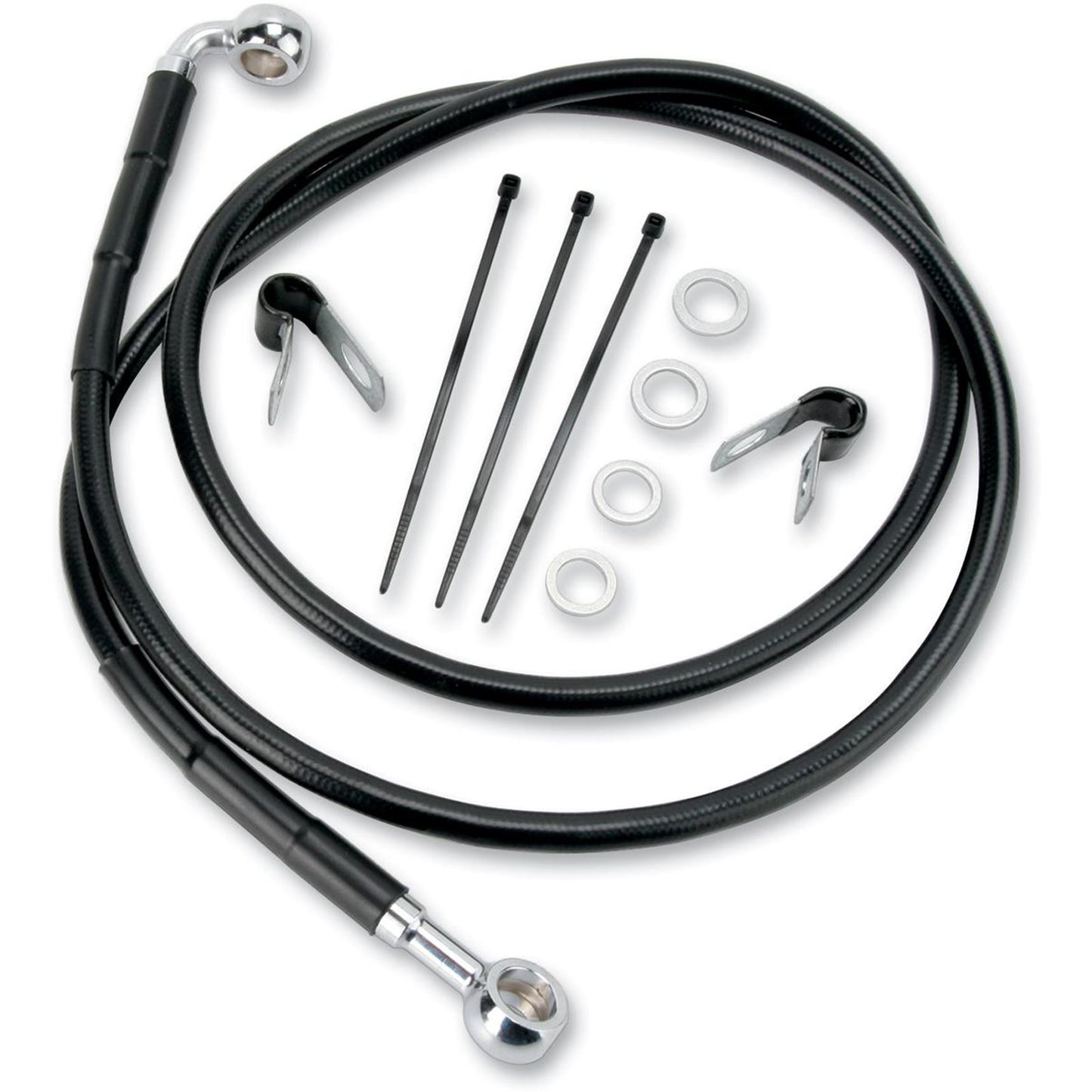 Drag Specialties +2" Brake Line - Front - Black Vinyl - FXDWG 93-05 1741-2581_256495