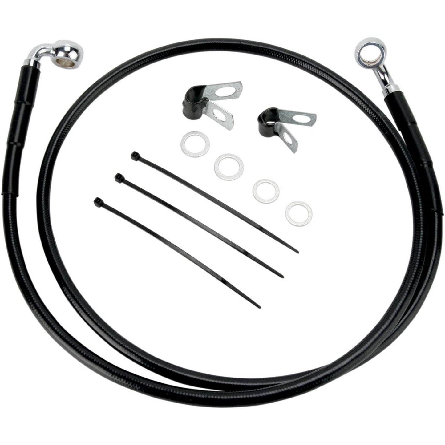 Drag Specialties +4" Brake Line - Front - Black Vinyl -  FXDL01-5 1741-2570_256502