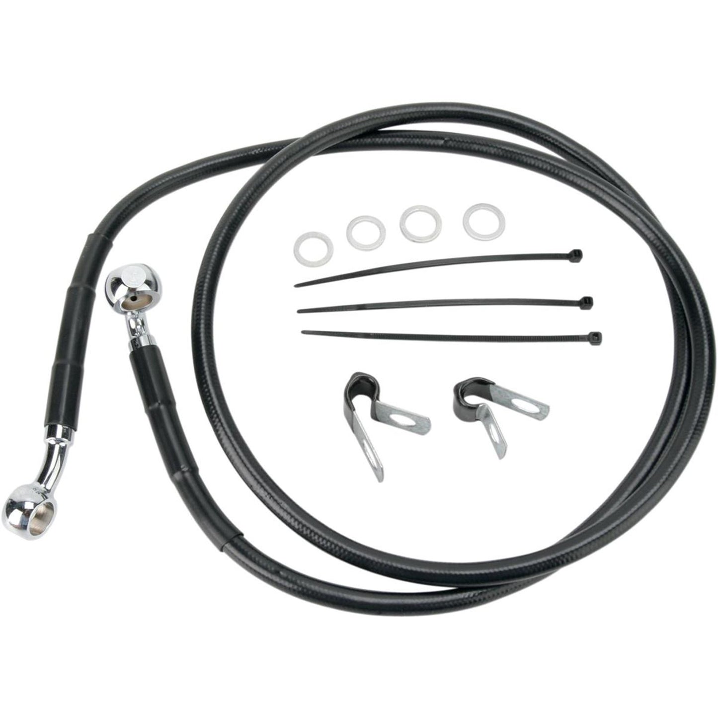 Drag Specialties +4" Brake Line - Front - Black Vinyl - 95-99FXD 1741-2552_256514