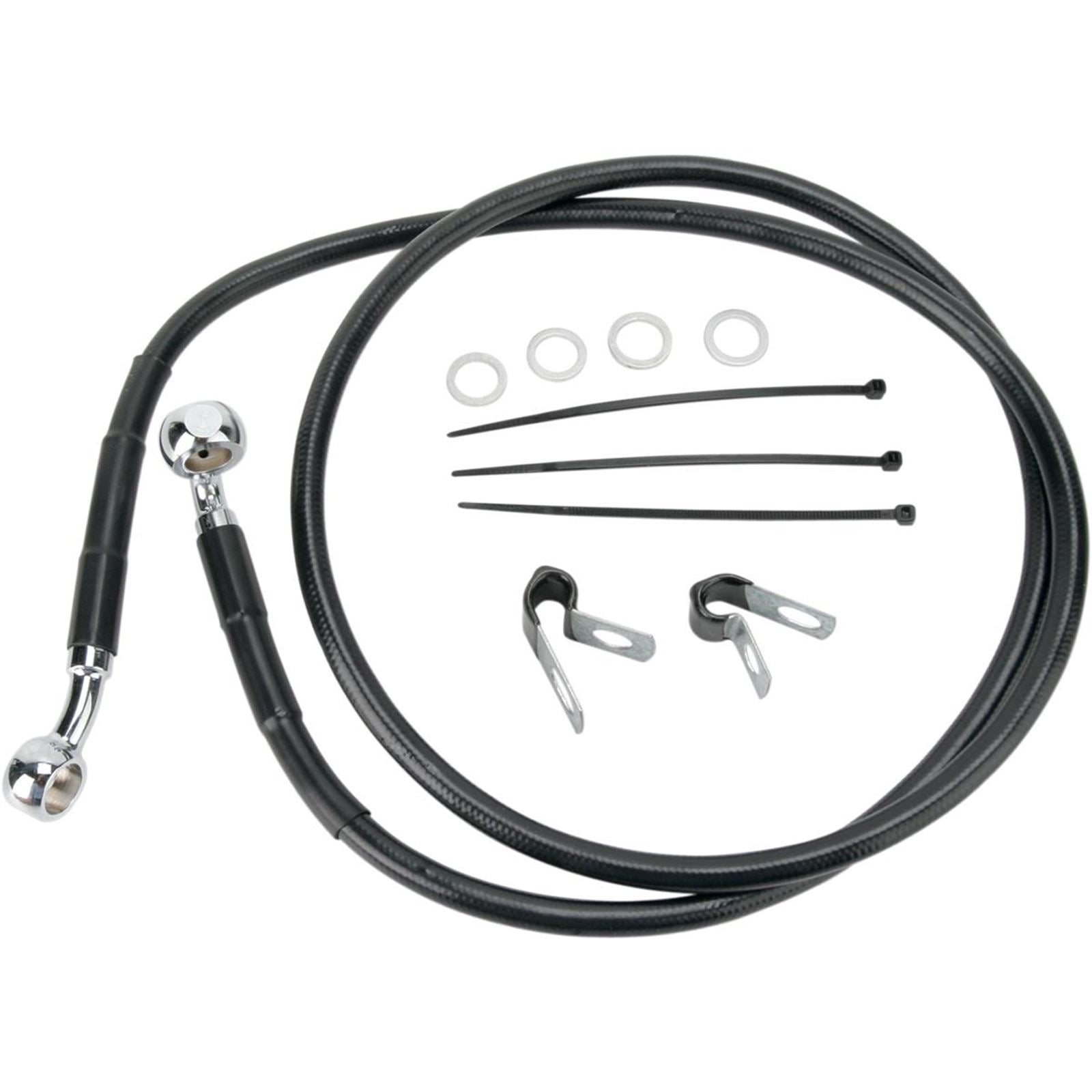 Drag Specialties +4" Brake Line - Front - Black Vinyl - 95-99FXD 1741-2552_256514