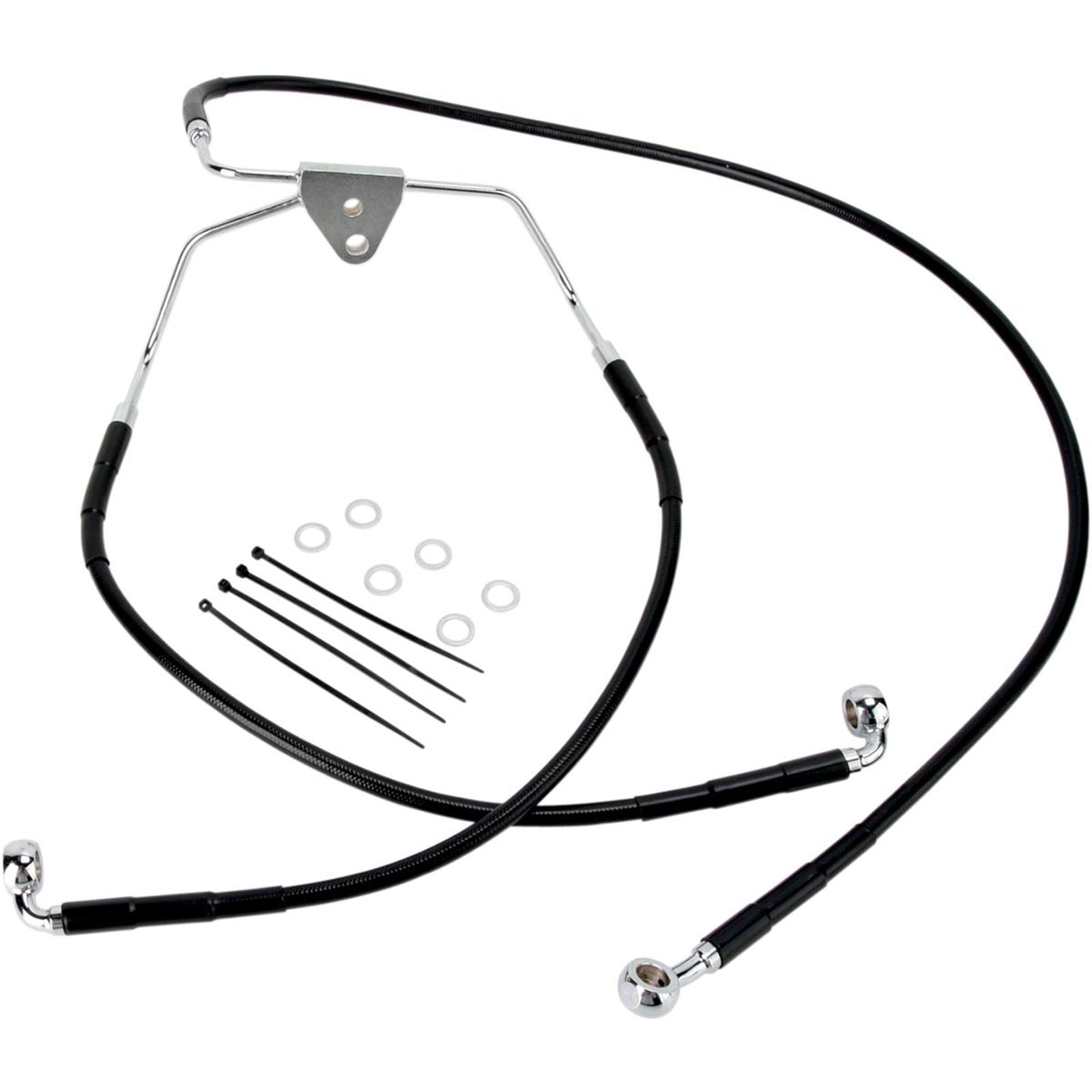 Drag Specialties +2" Brake Line - Front - Black Vinyl - FLH 96-07 1741-2515_256634