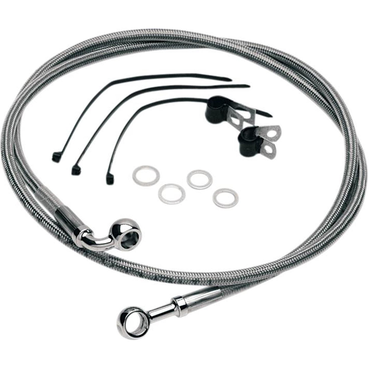 Drag Specialties Front Brake Line - FXST/DWG - Clear-Coated Stainless Steel 1204-2740_256678