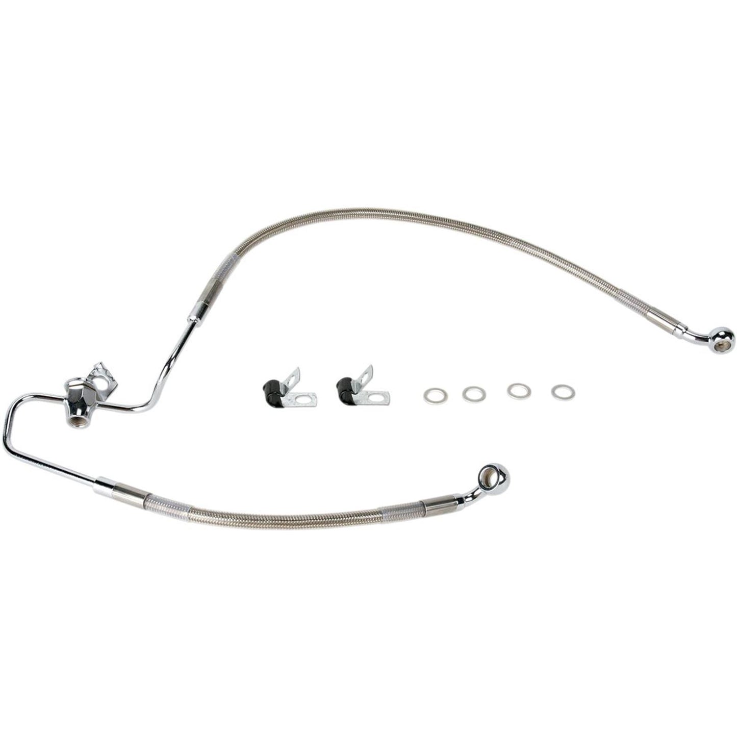 Drag Specialties Rear Brake Line XL 04-13 Clear-Coated Stainless Steel [MPN: 1741-0876]_256724