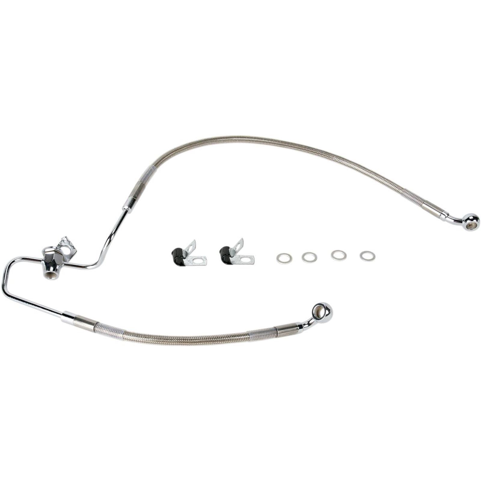 Drag Specialties Rear Brake Line XL 04-13 Clear-Coated Stainless Steel [MPN: 1741-0876]_256724