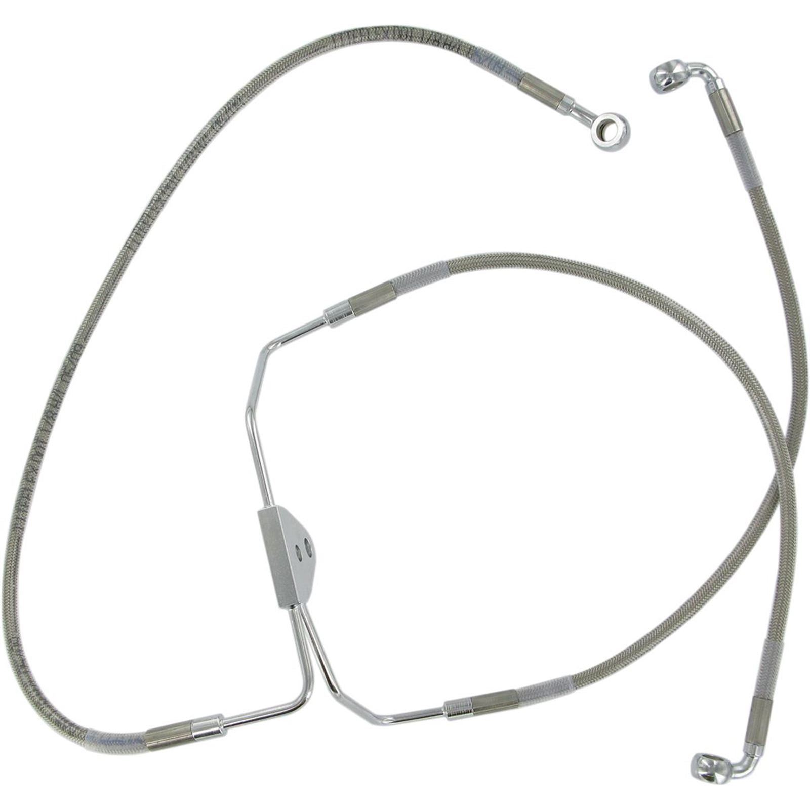 Drag Specialties Front Brake Line FL 08-13 Clear-Coated Stainless Steel 1741-1794_256729