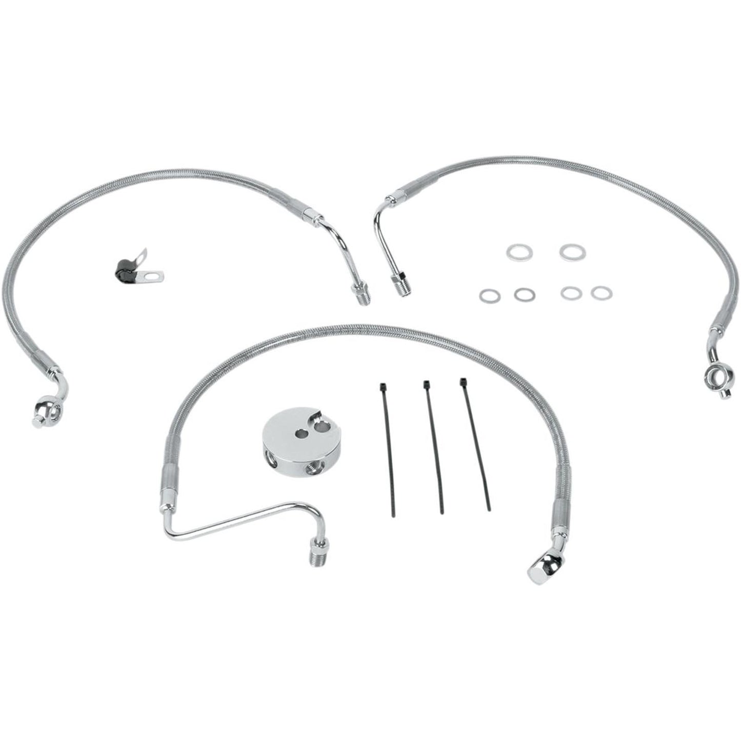 Drag Specialties Front Brake Line XL 04-13 Clear-Coated Stainless Steel 1741-0870_256734