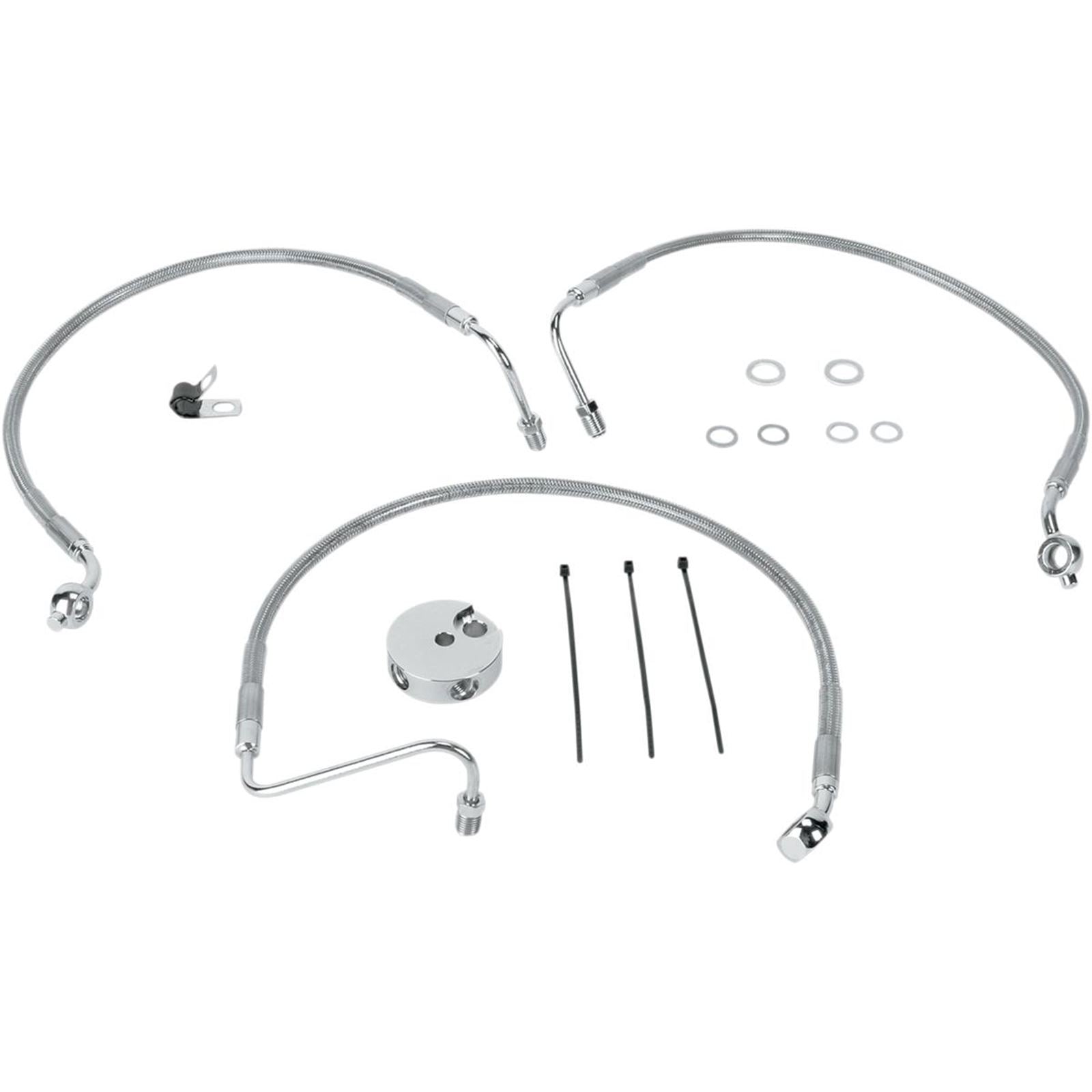 Drag Specialties Front Brake Line XL 04-13 Clear-Coated Stainless Steel 1741-0870_256734