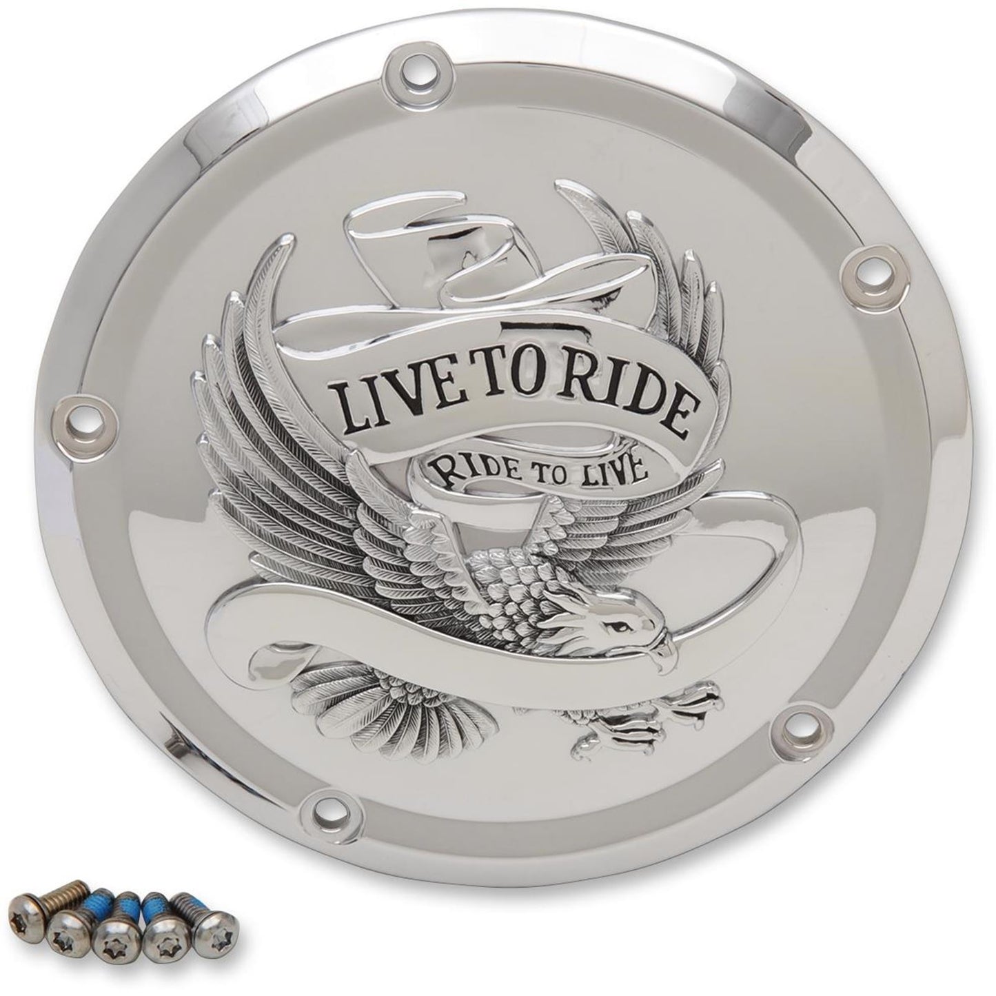 Drag Specialties 5-Hole - Chrome - Live to Ride Derby Cover 1107-0554_257491