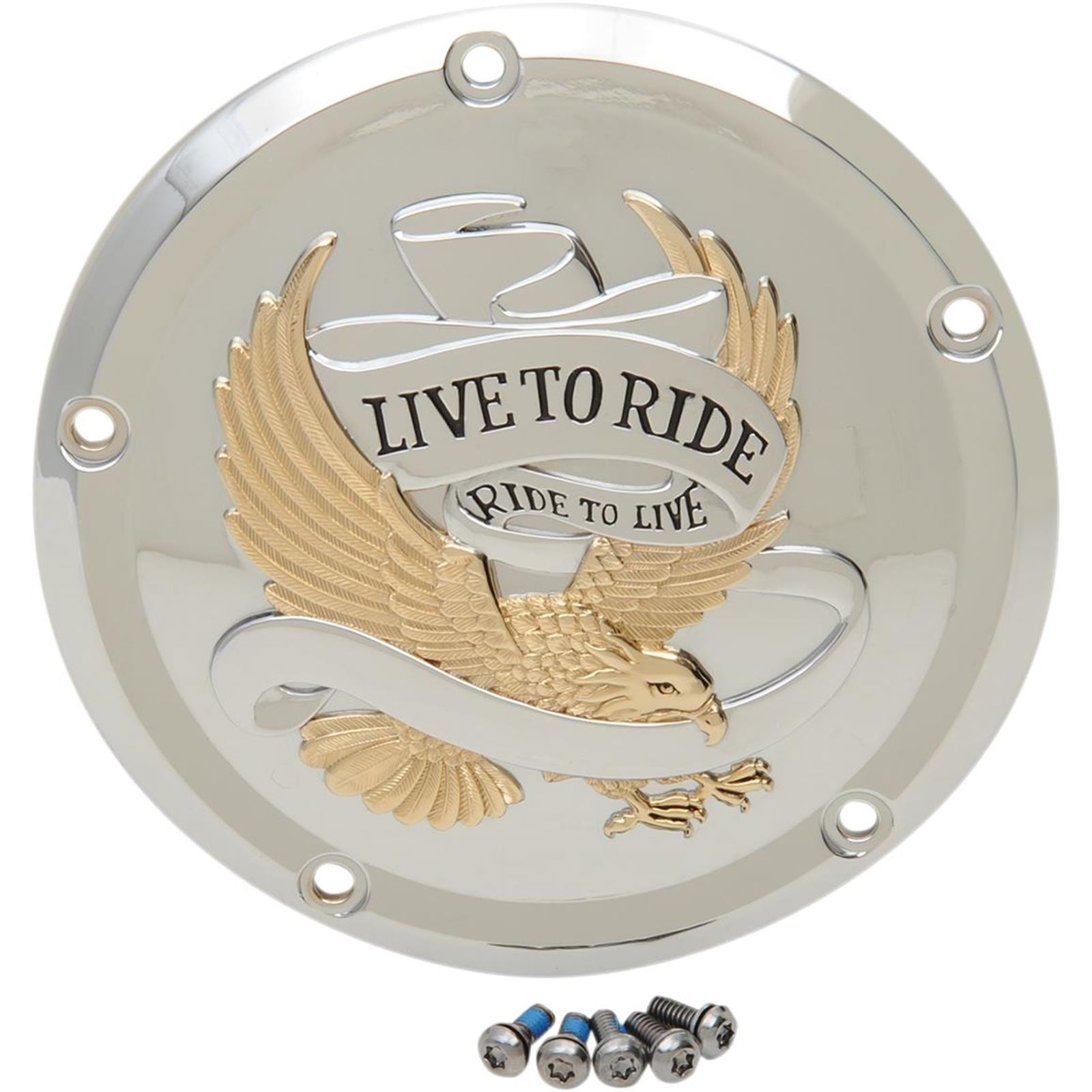 Drag Specialties 5-Hole - Gold - Live to Ride Derby Cover 1107-0555_257492