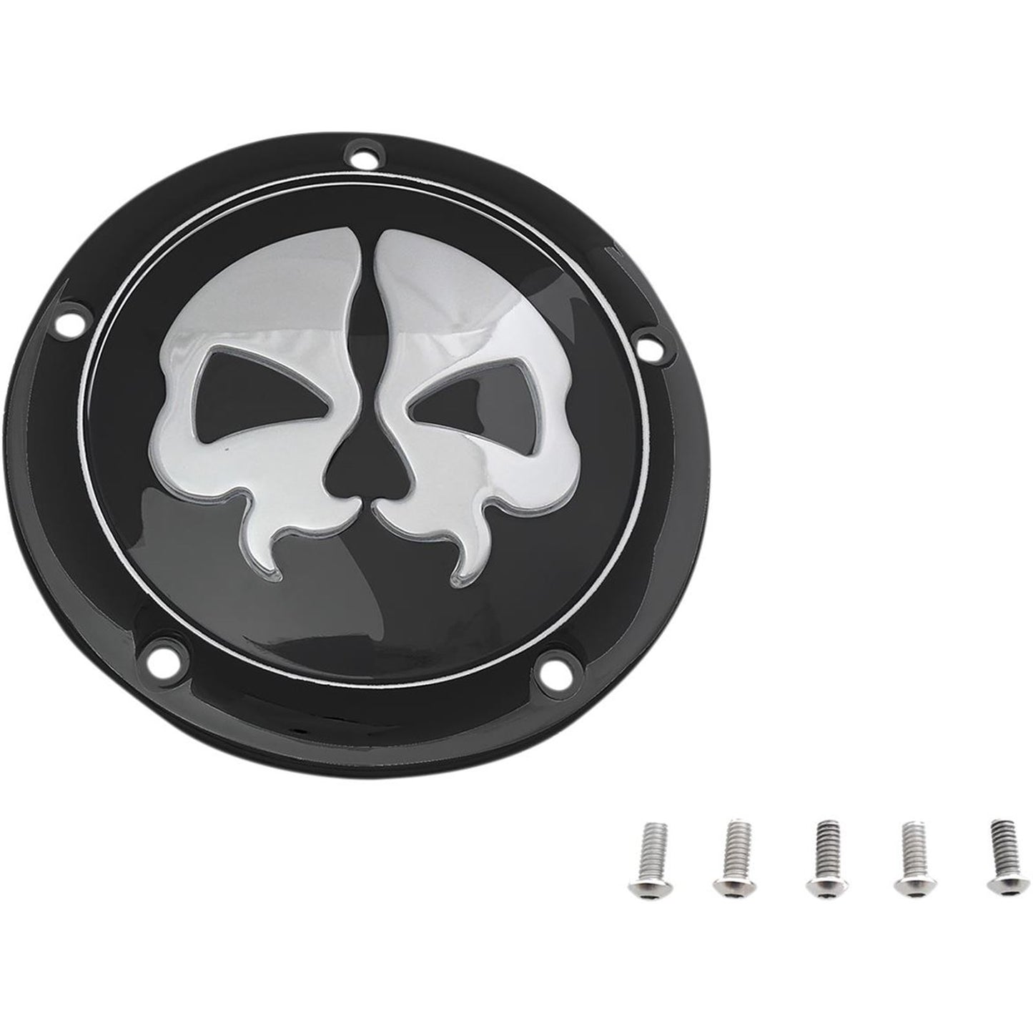 Drag Specialties Split Skull Derby Cover - Black - 5-Hole 1107-0547_257496