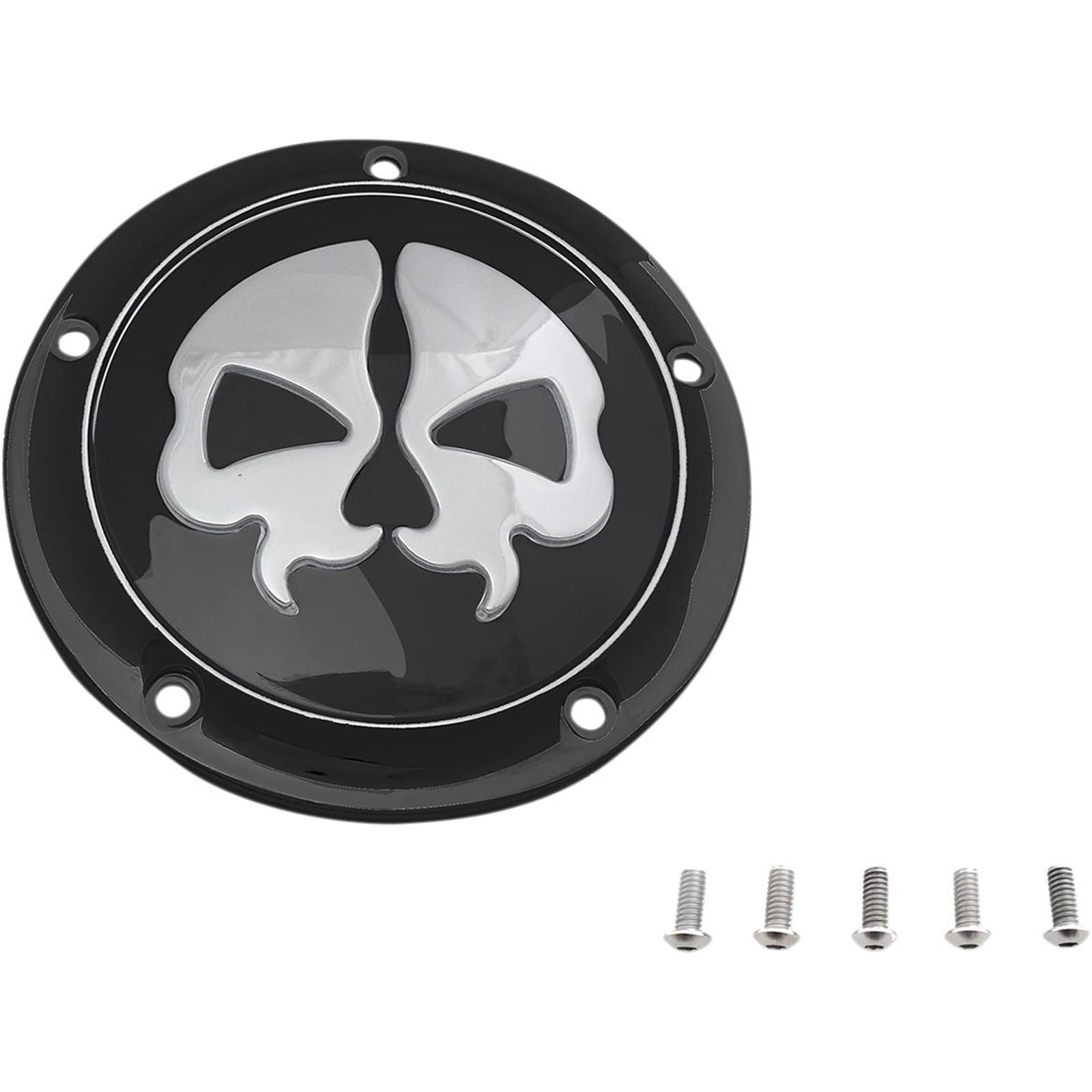 Drag Specialties Split Skull Derby Cover - Black - 5-Hole 1107-0547_257496