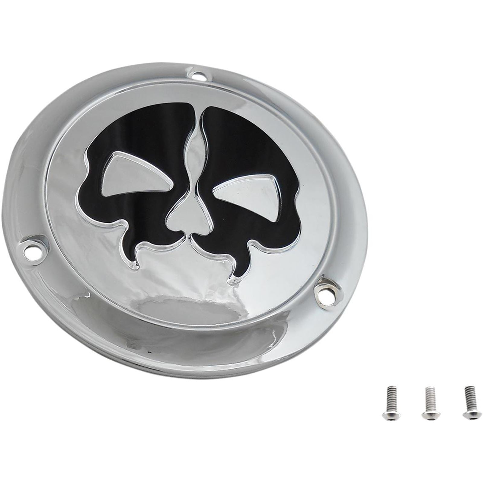 Drag Specialties Split Skull Derby Cover - Chrome - 3-Hole 1107-0548_257497