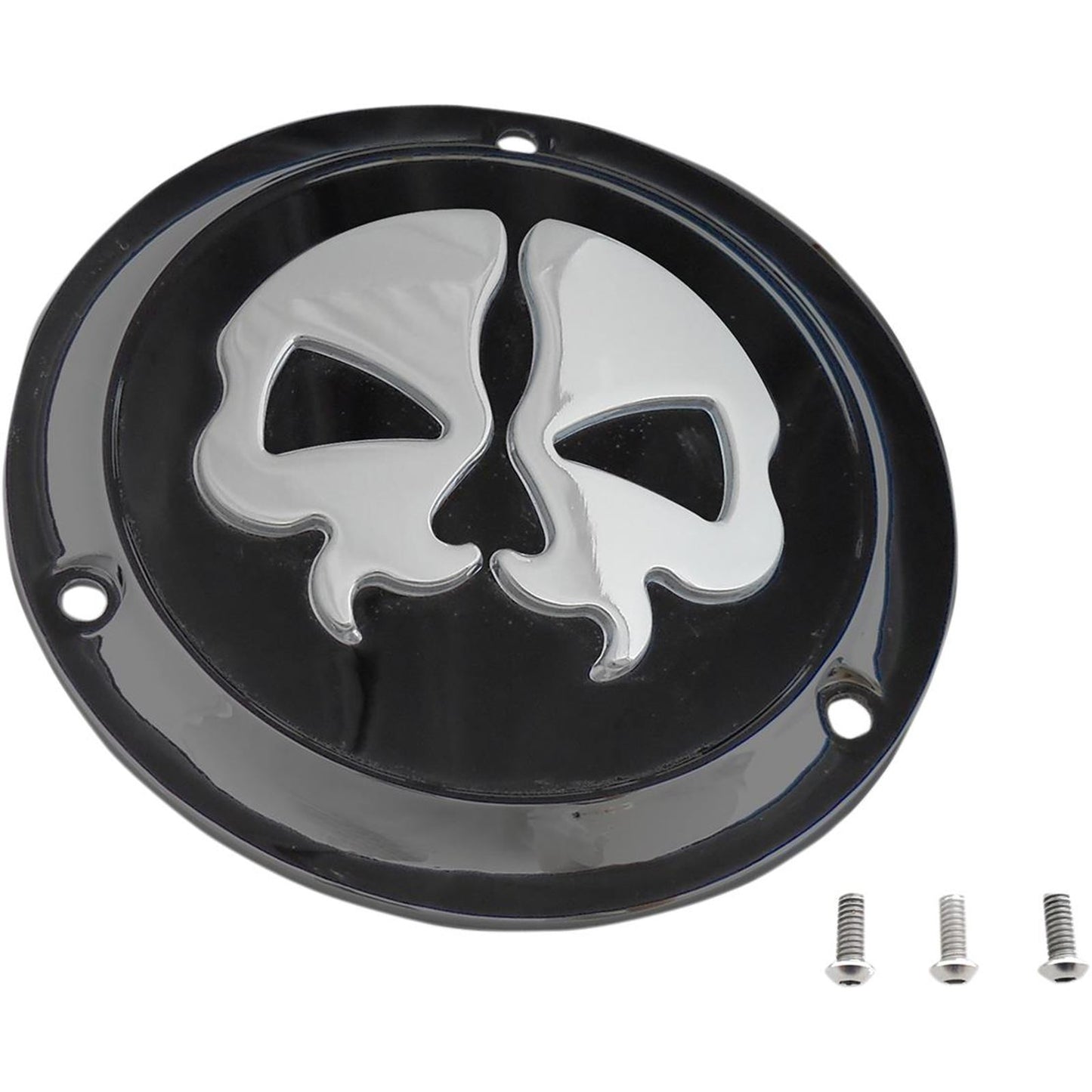 Drag Specialties Split Skull Derby Cover - Black - 3-Hole 1107-0549_257498