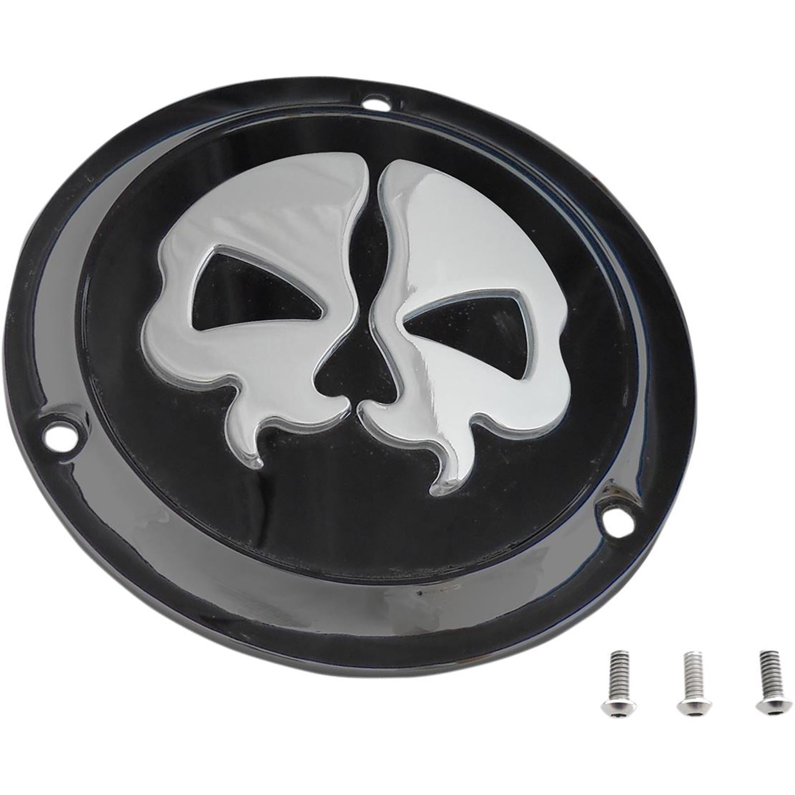 Drag Specialties Split Skull Derby Cover - Black - 3-Hole 1107-0549_257498
