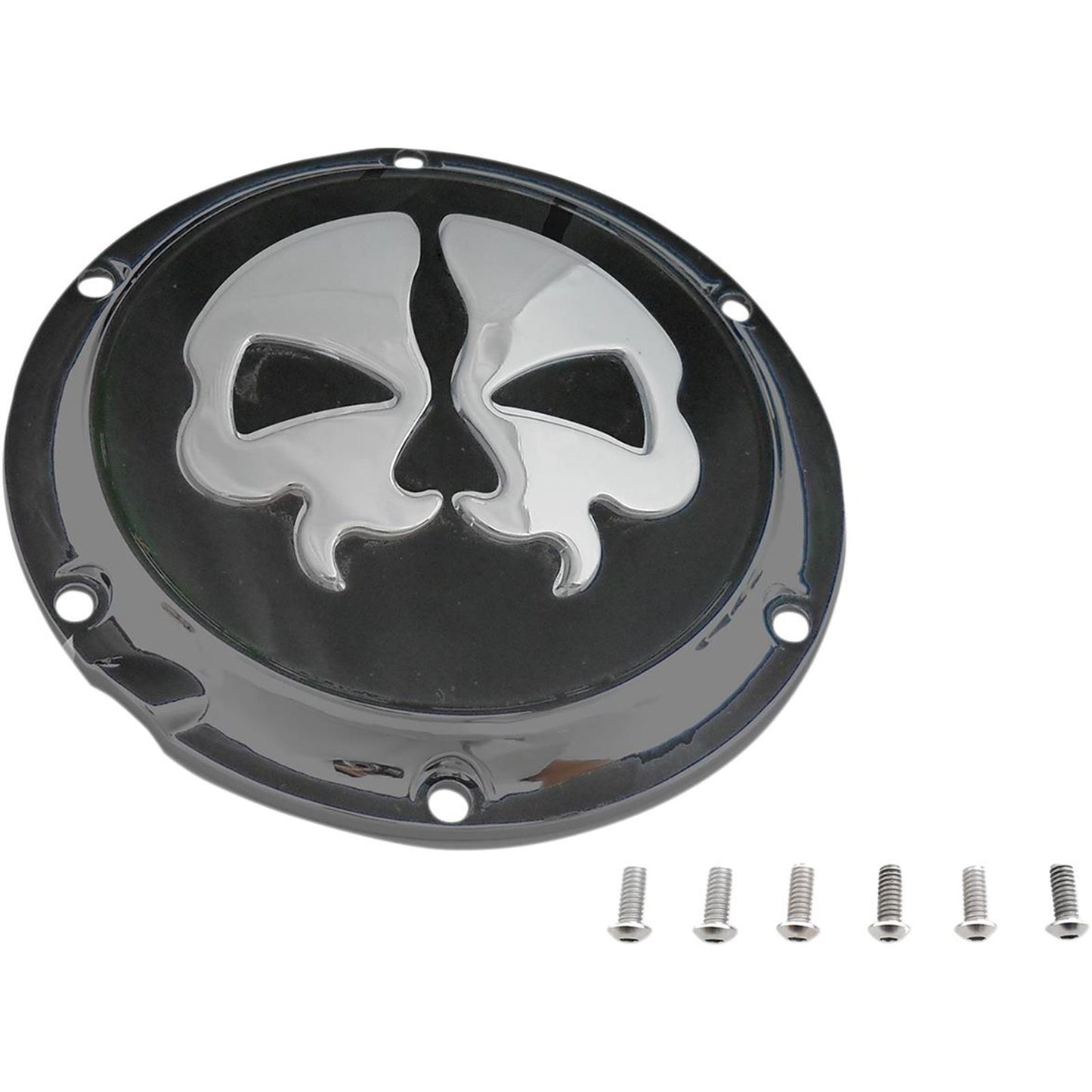 Drag Specialties Split Skull Derby Cover - Black 1107-0551_257500
