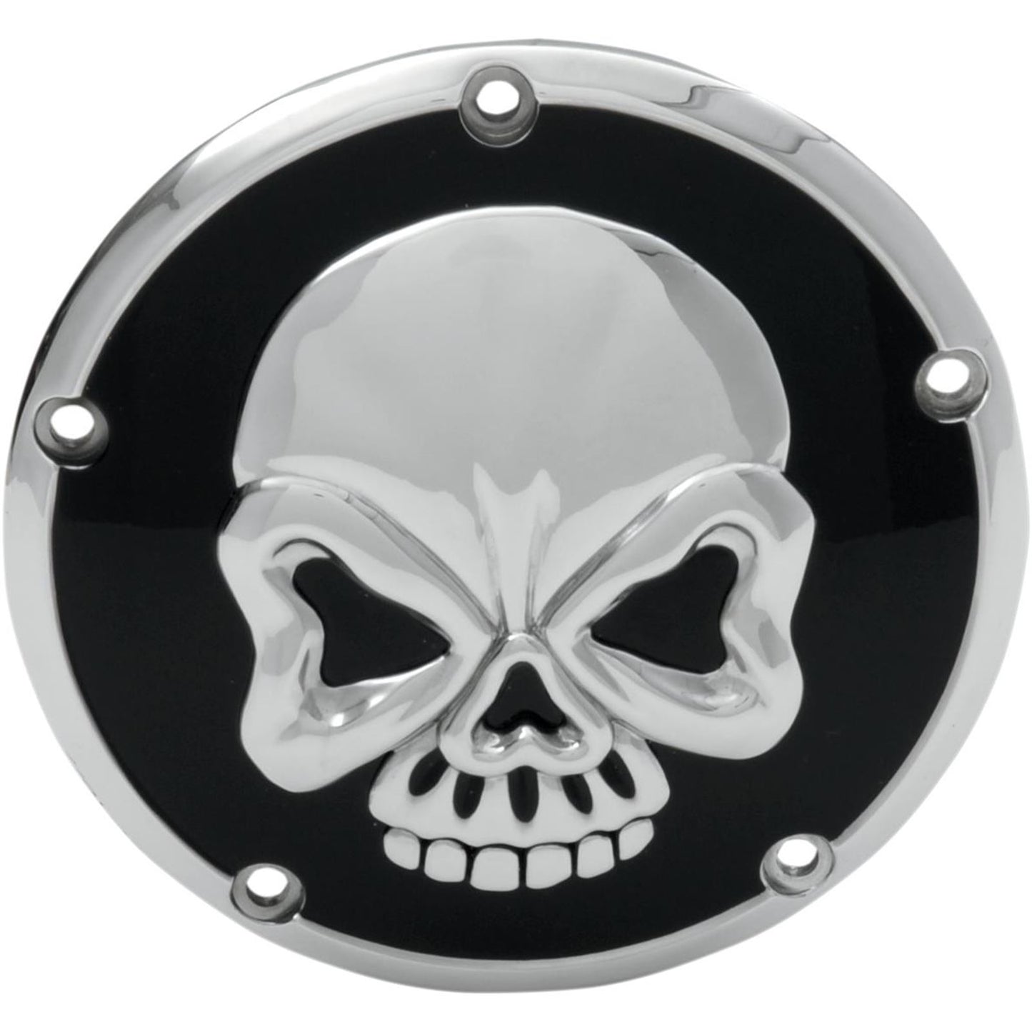 Drag Specialties Derby Cover - Chrome/Black - Skull 1107-0327_257555