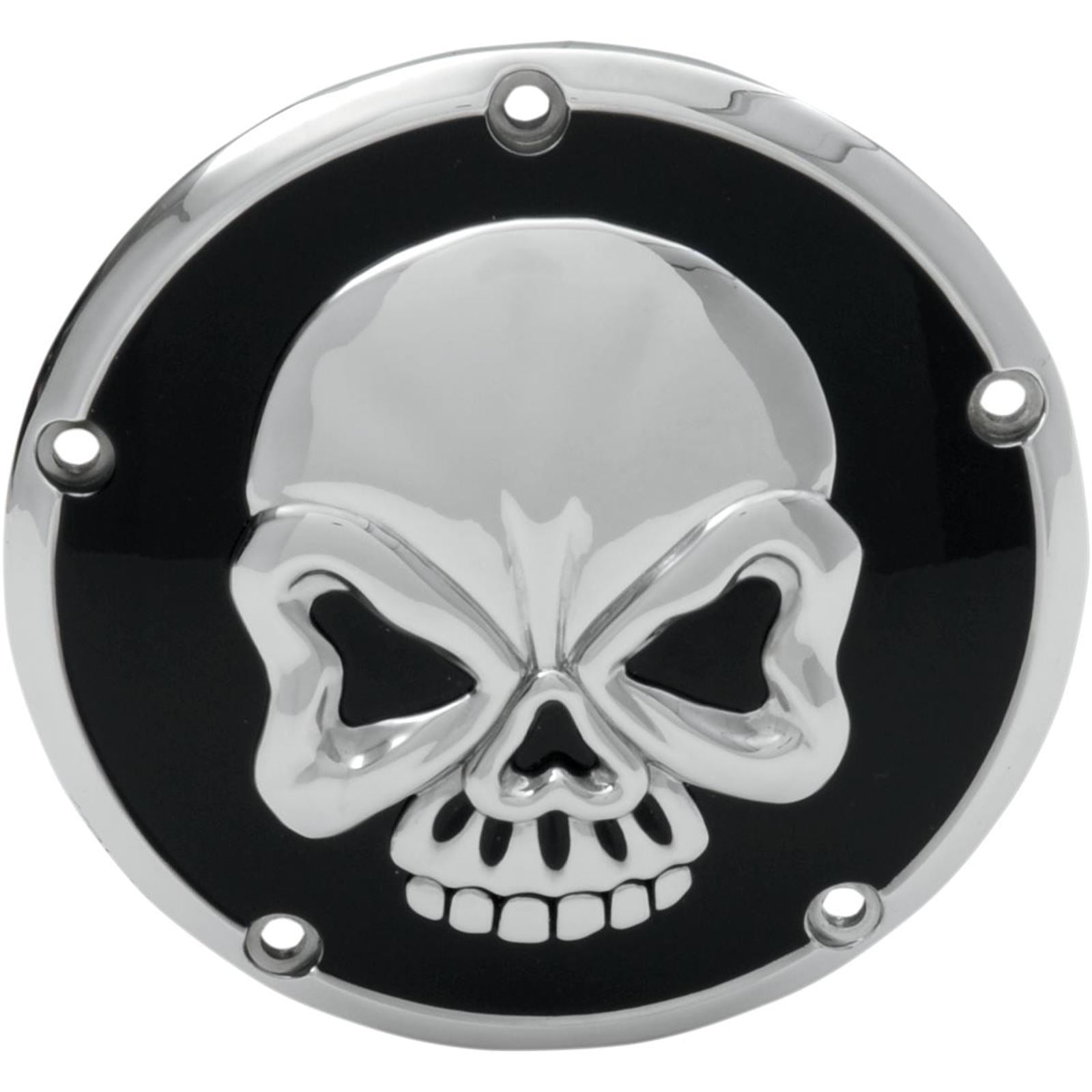 Drag Specialties Derby Cover - Chrome/Black - Skull 1107-0327_257555