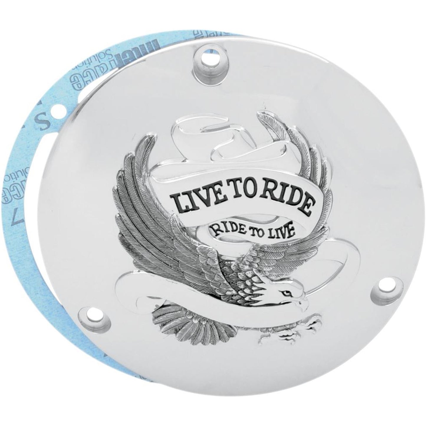 Drag Specialties 3 Hole Chrome Live to Ride Derby Cover 1107-0155_257577