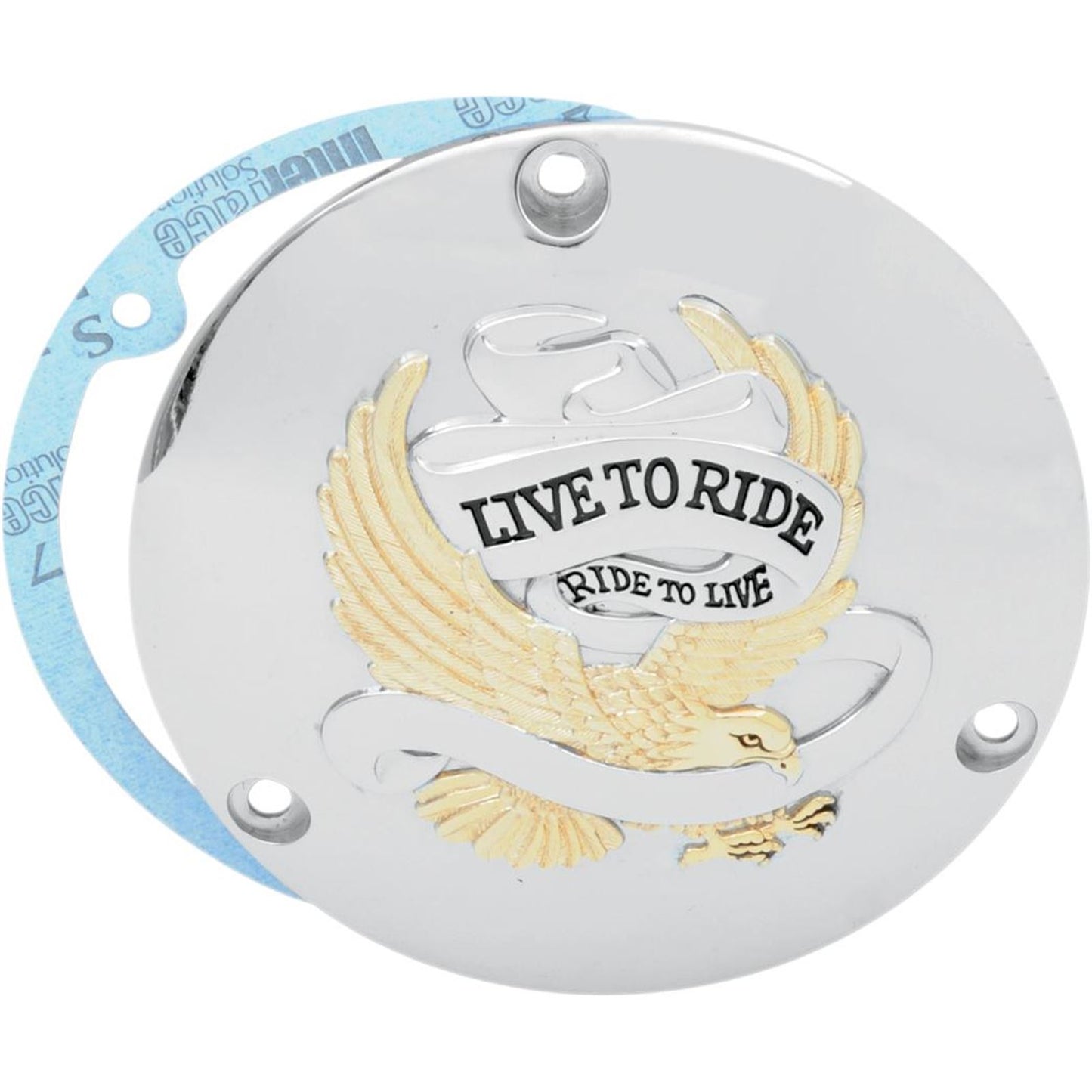 Drag Specialties 3 Hole Gold Live to Ride Derby Cover [MPN: 1107-0156]_257578