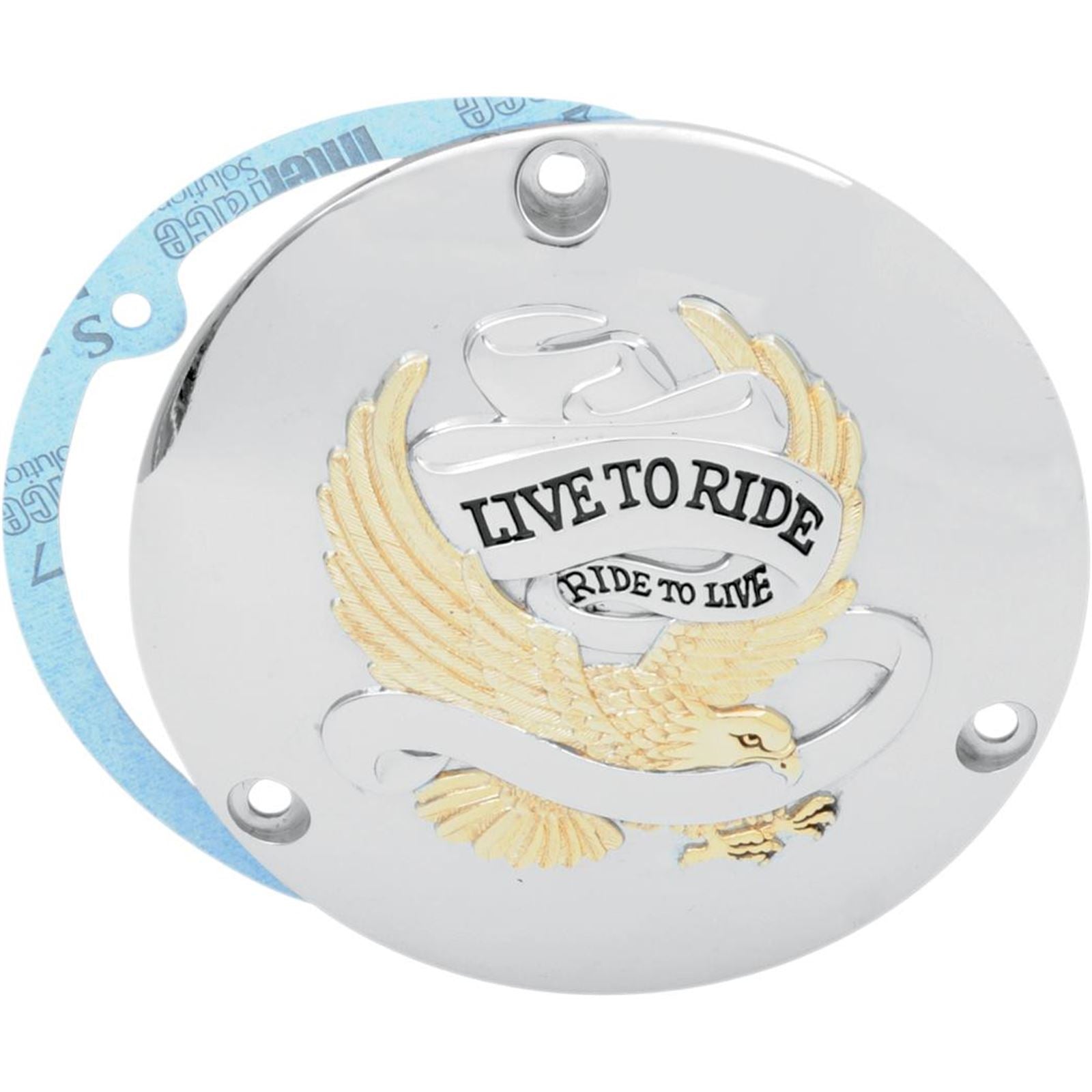 Drag Specialties 3 Hole Gold Live to Ride Derby Cover [MPN: 1107-0156]_257578