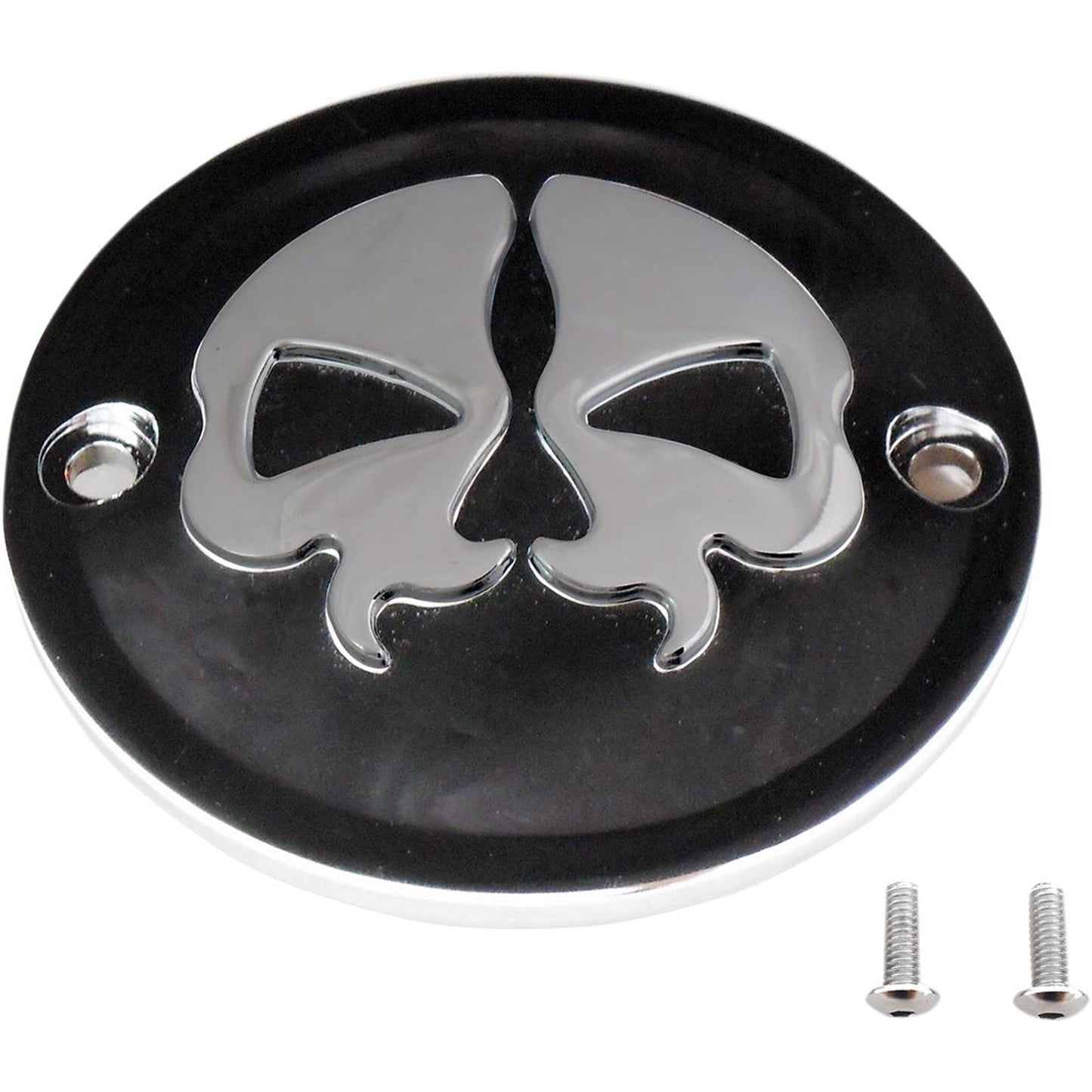 Drag Specialties Point Cover Split Skull - Black - 2 Hole 0940-1615_257603