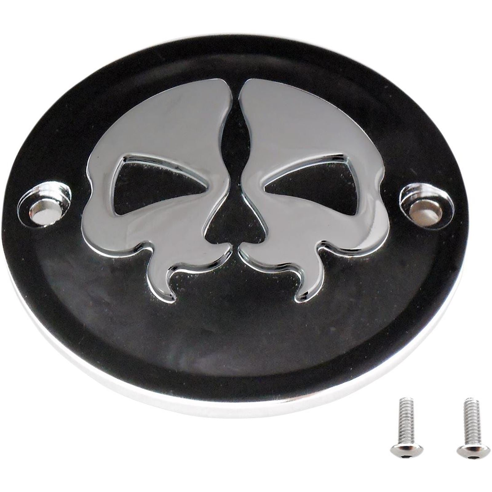 Drag Specialties Point Cover Split Skull - Black - 2 Hole 0940-1615_257603