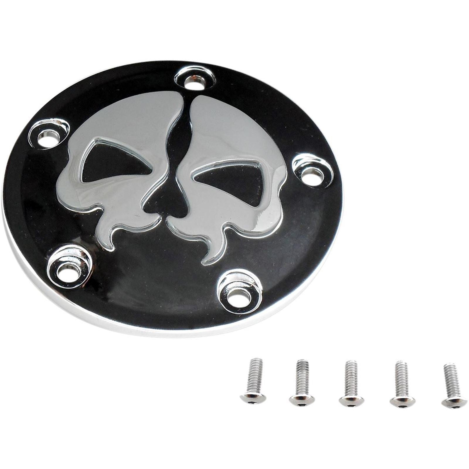 Drag Specialties Point Cover Split Skull - Black - 5 Hole 0940-1613_257699