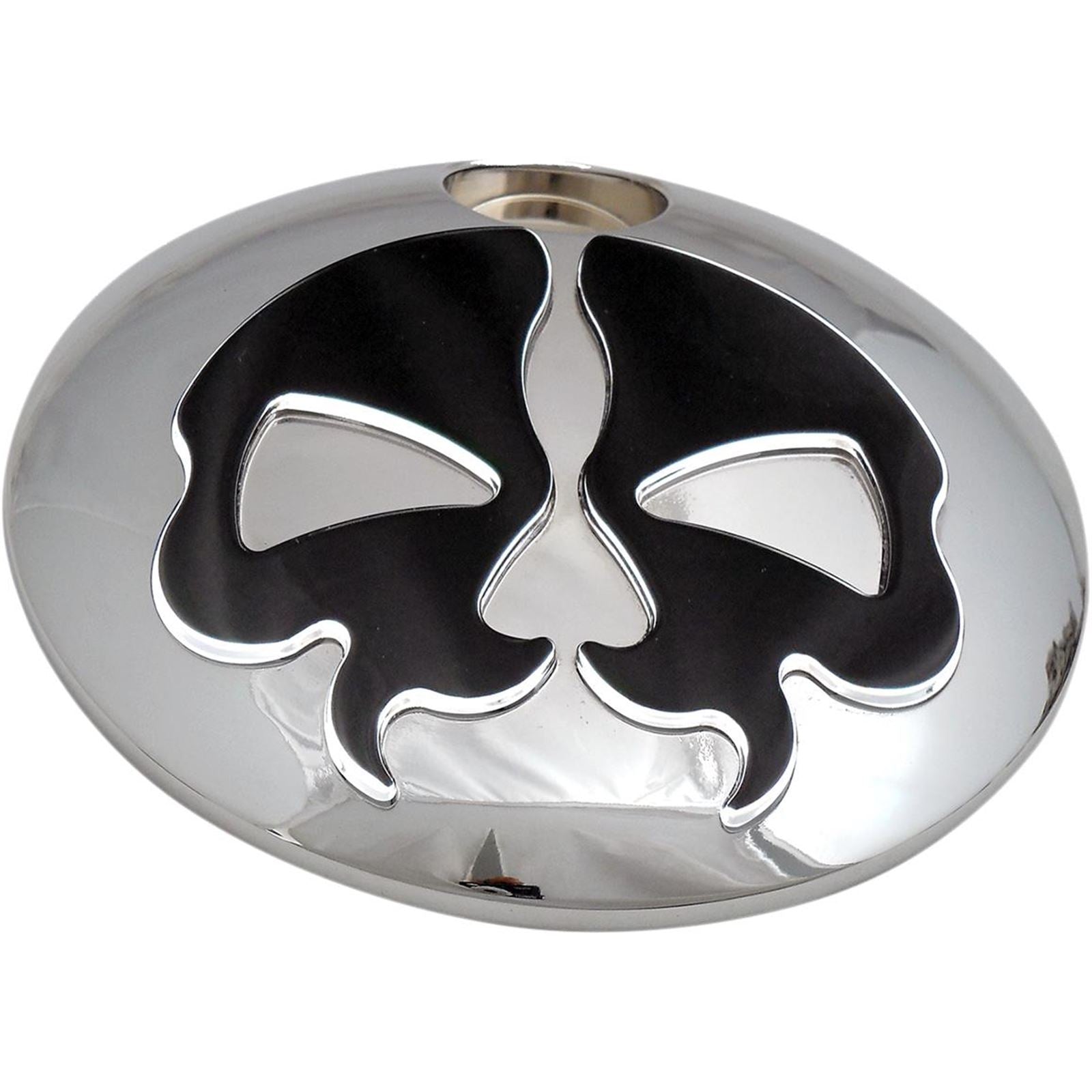 Drag Specialties Split Skull Fuel Door - Chrome with Black 0703-0791_258884