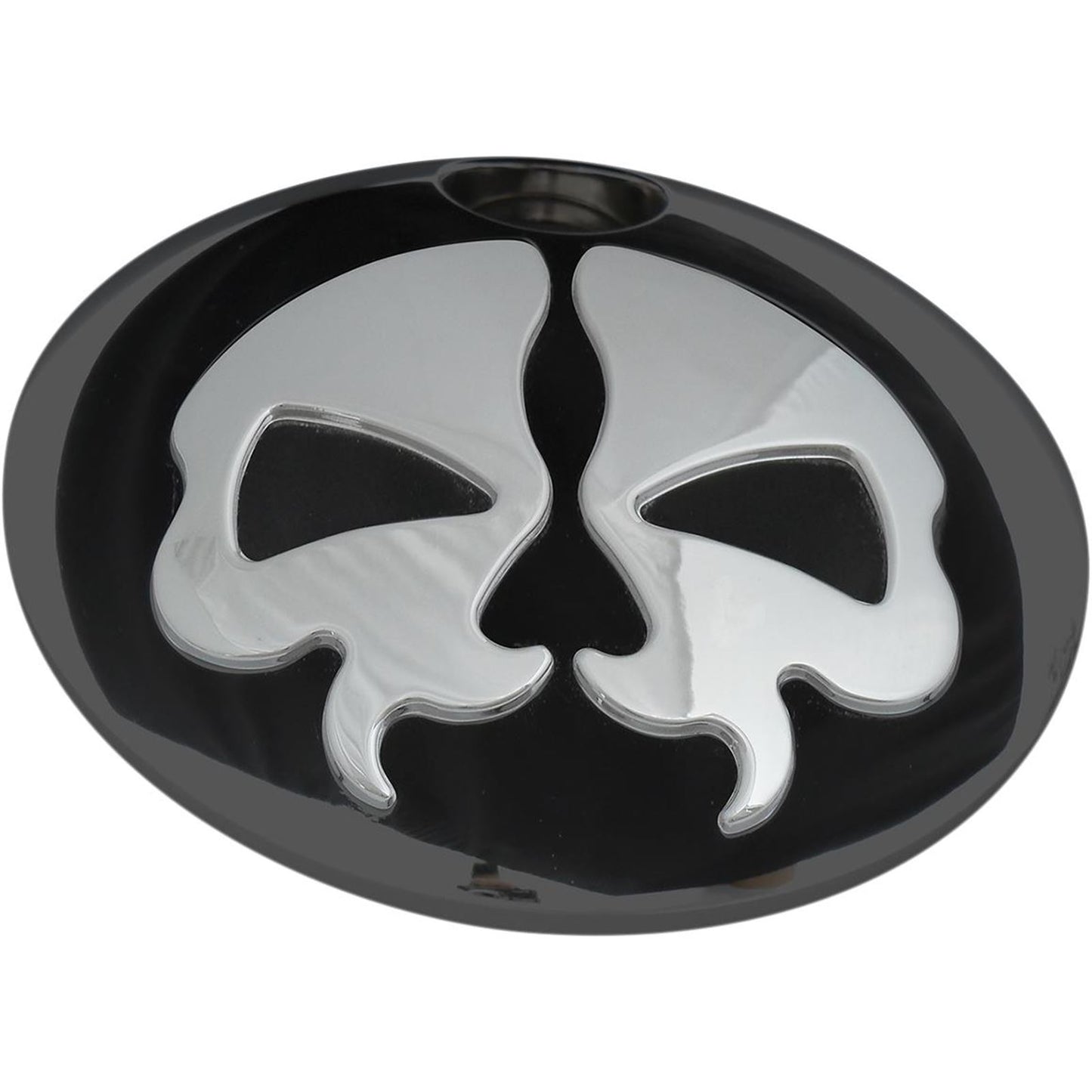 Drag Specialties Split Skull Fuel Door - Black with Chrome 0703-0792_258885