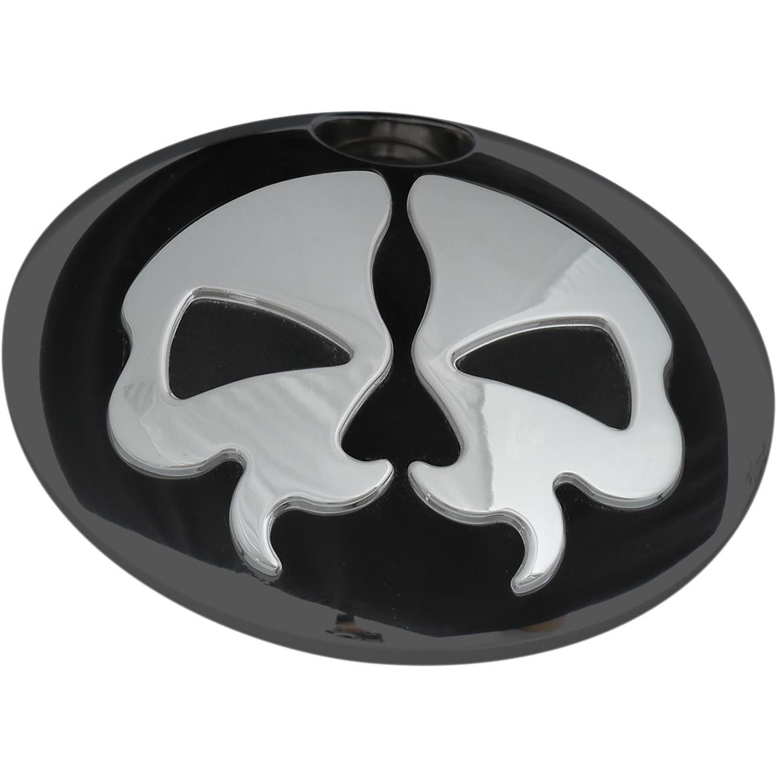 Drag Specialties Split Skull Fuel Door - Black with Chrome 0703-0792_258885
