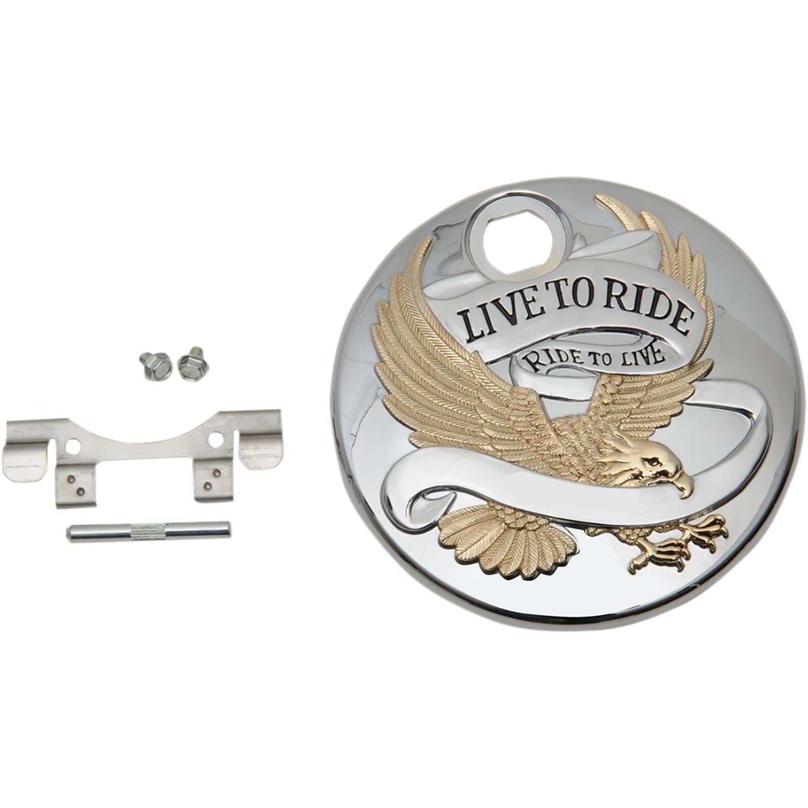 Drag Specialties Live to Ride Console Door - Chrome with Gold 0703-0742_258891