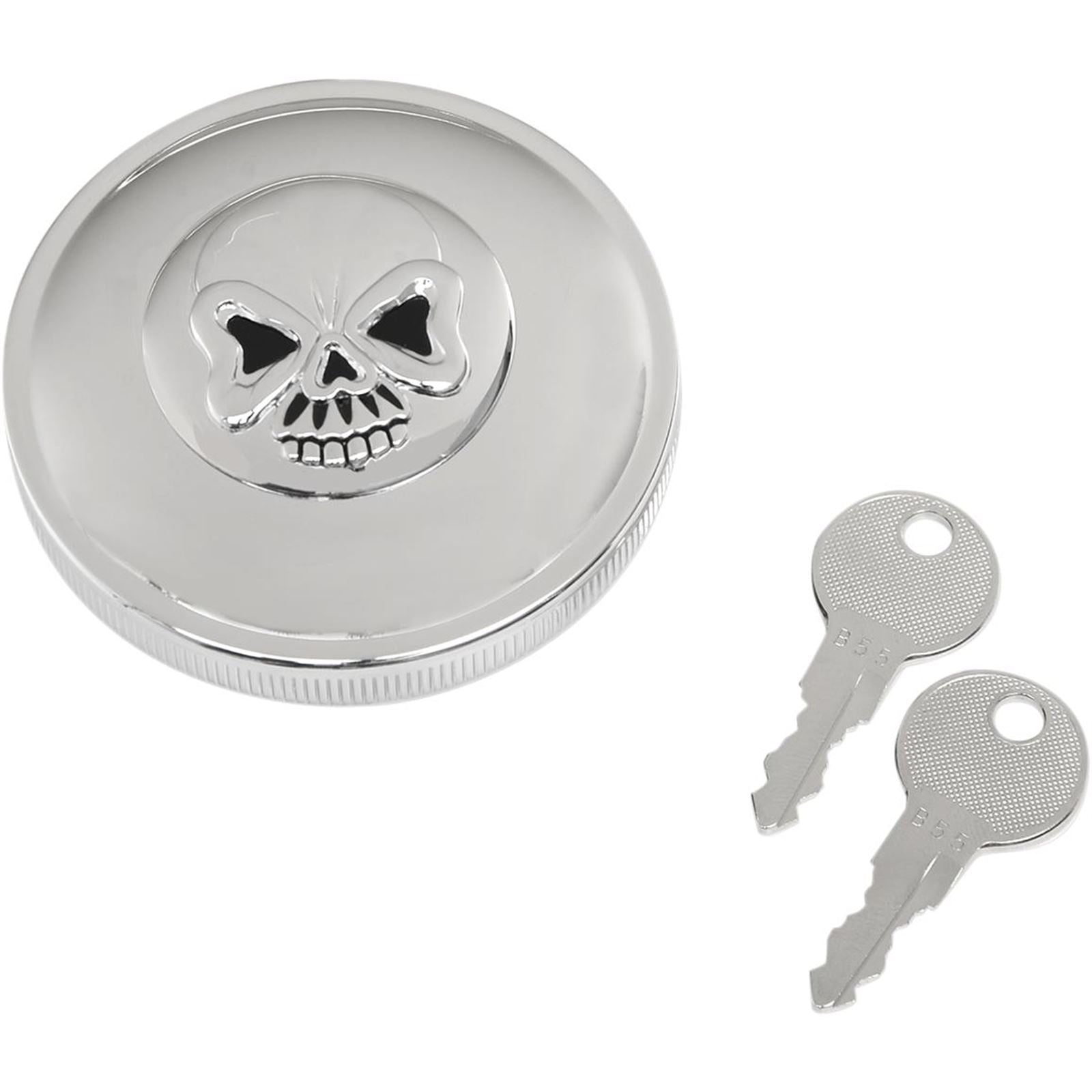 Drag Specialties Skull Locking Gas Cap - Chrome - Non-Vented 0703-0689_258900