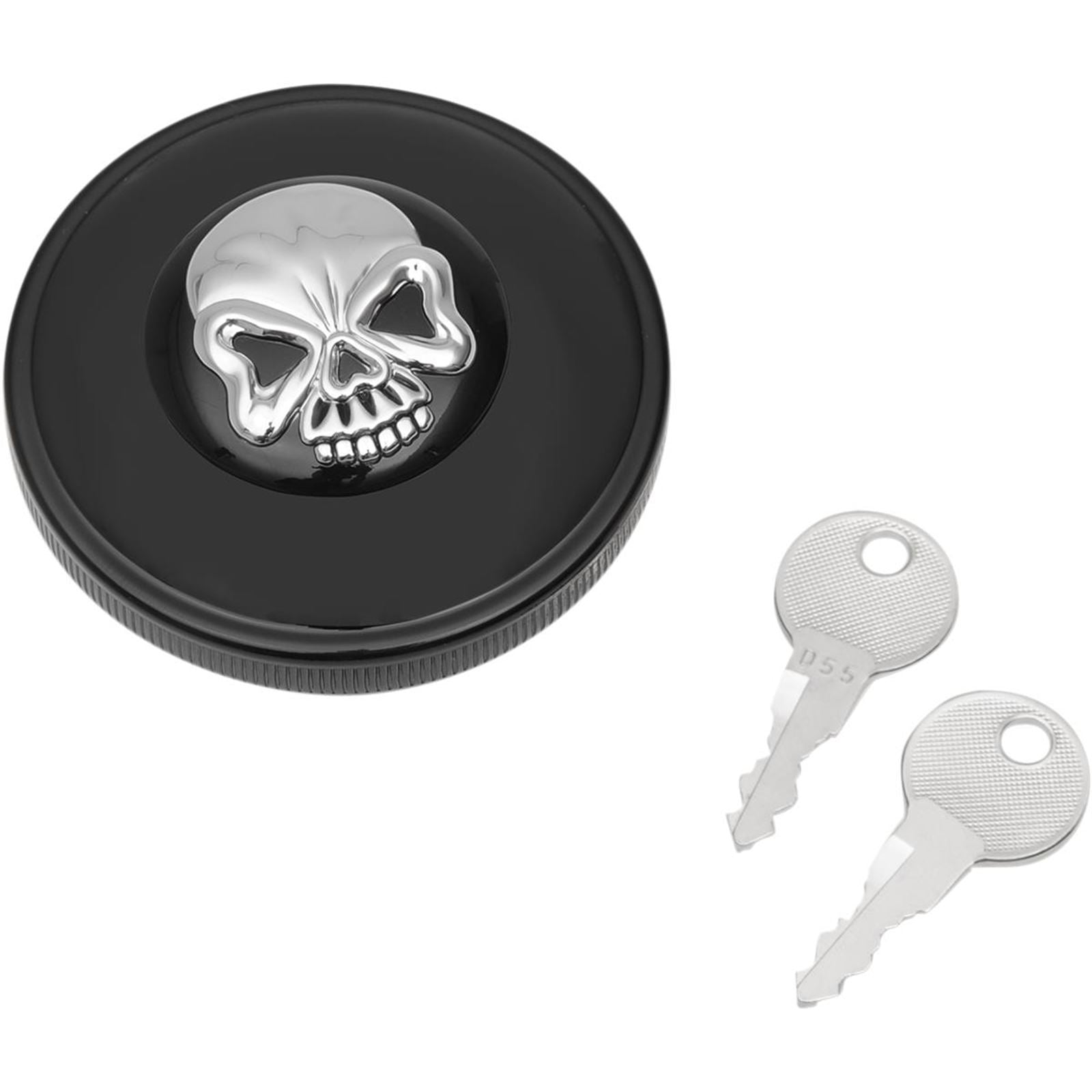 Drag Specialties Skull Locking Gas Cap - Black - Non-Vented 0703-0691_258906