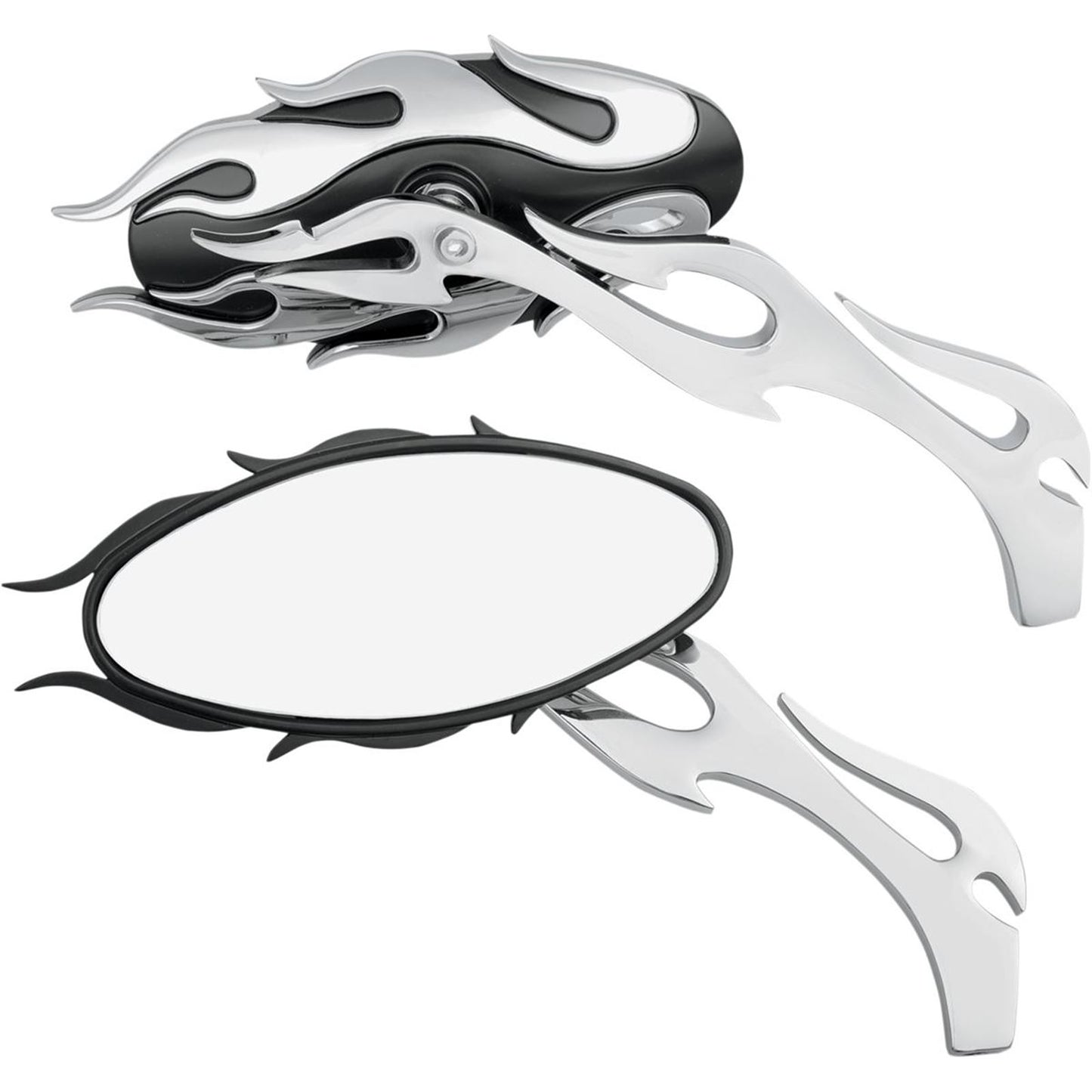 Drag Specialties Flame Oval Mirror - Black/Chrome 0640-0483_259725