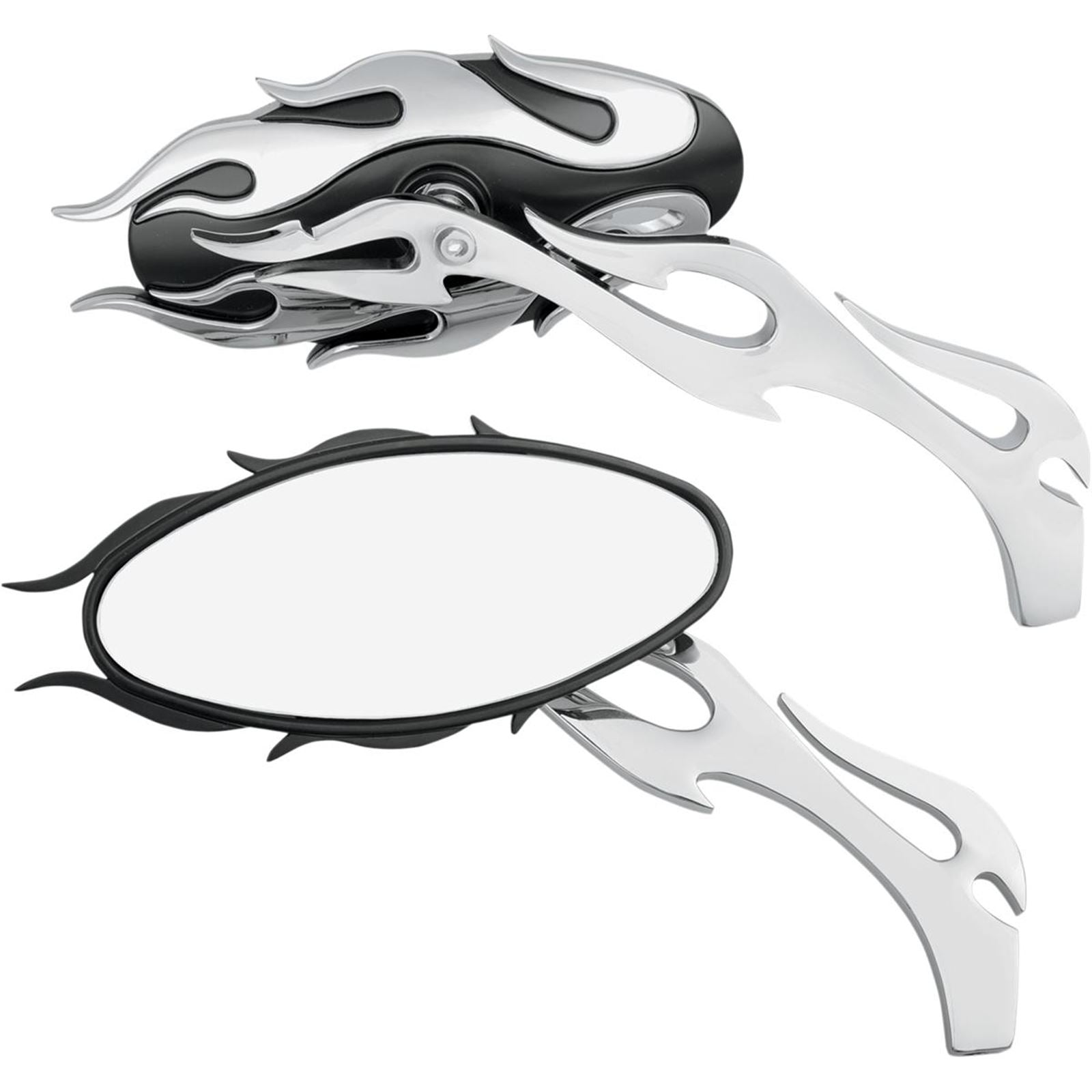 Drag Specialties Flame Oval Mirror - Black/Chrome 0640-0483_259725