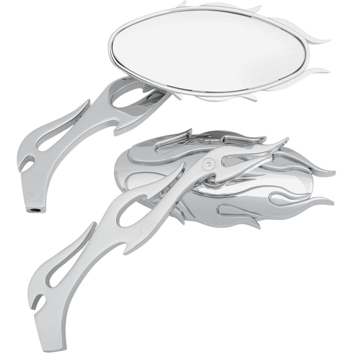 Drag Specialties Flame Oval Mirror - Chrome 0640-0484_259727